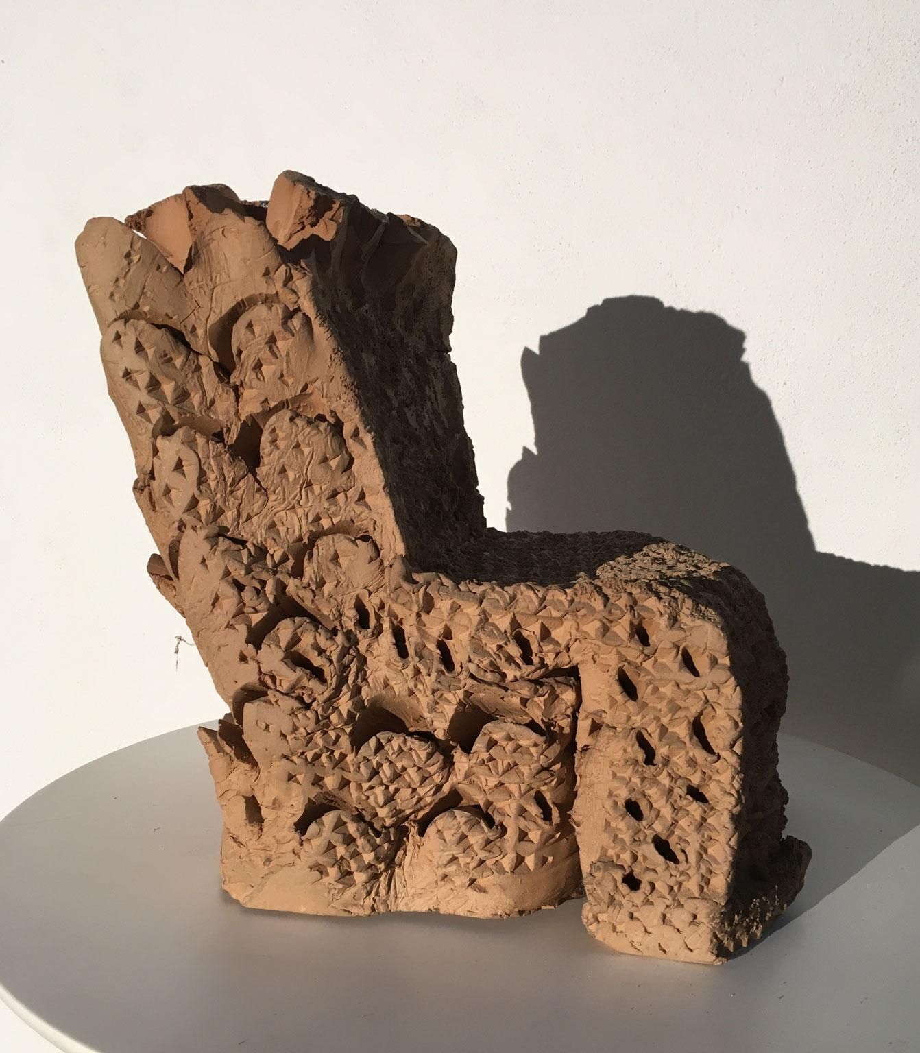 1985 Italy Terracotta Abstract Sculpture By Urano Palma Terracotta Throne photo vintage