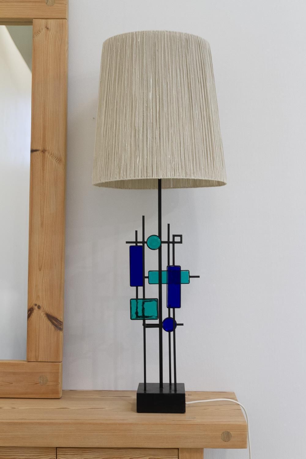 Danish Modern Tall Table Lamp Iron And Glass By Svend Aage Holm Sørensen, 1970s. photo Lighting
