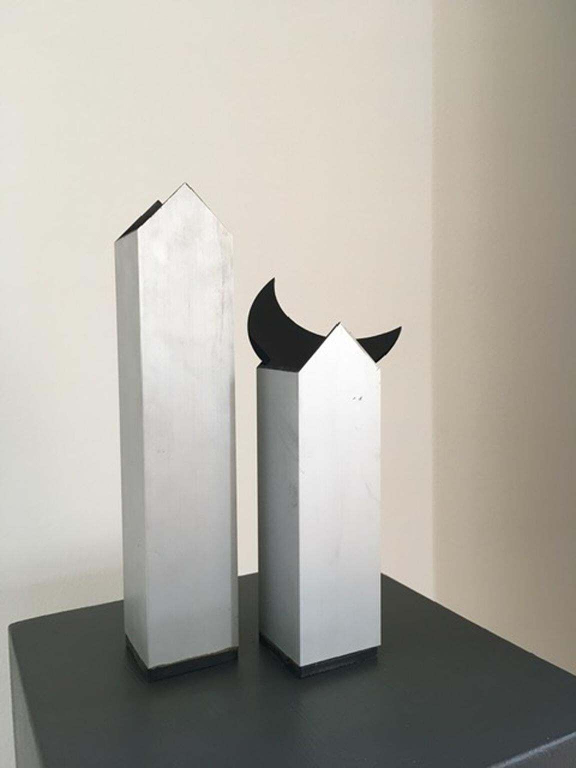 photo for sale Italy 1970 Post Modern Aluminium Abstract Sculptures The Twins And Moon