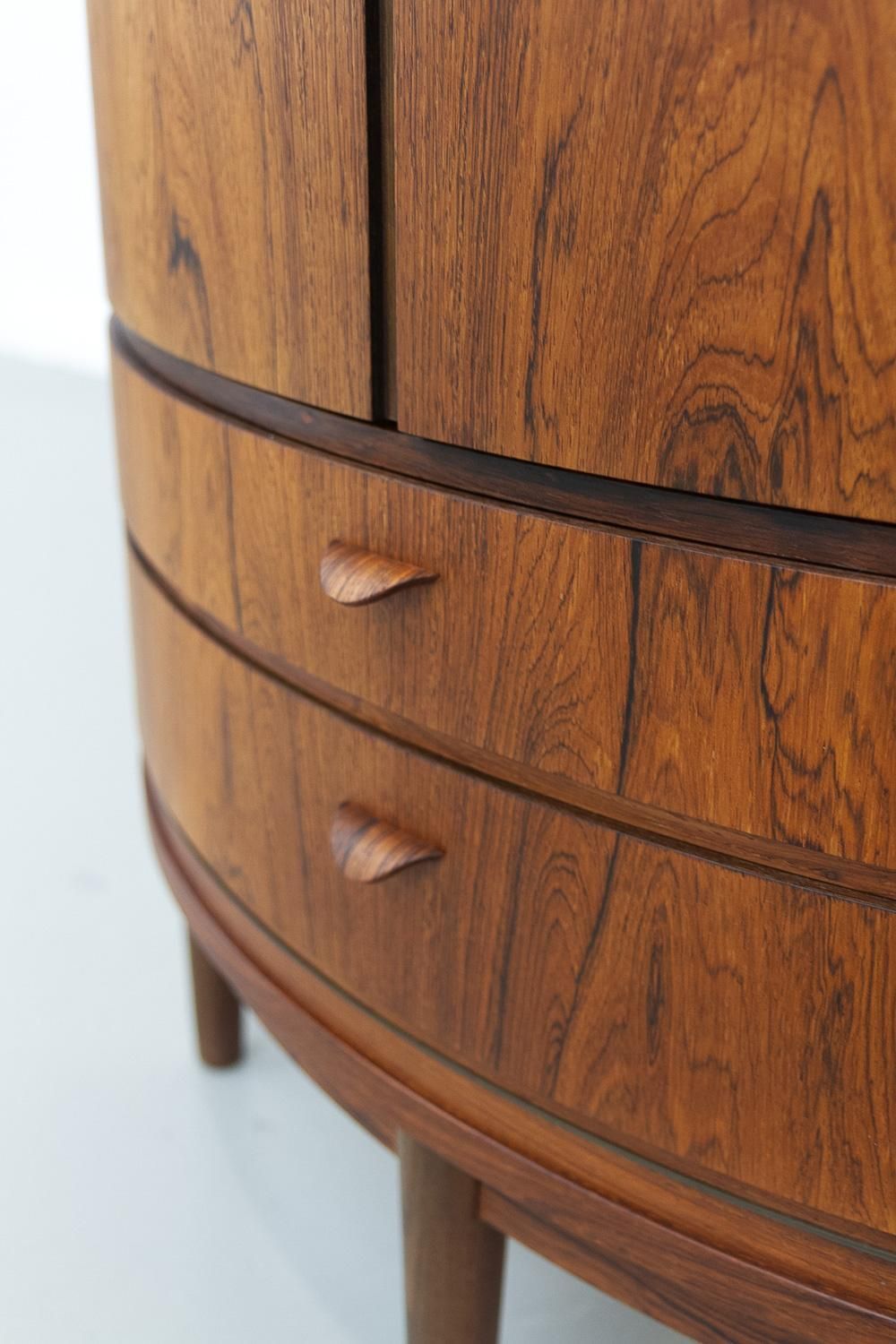 Danish Mid Century Modern Rosewood Bow Front Corner Cabinet, 1950s. photo vinterior
