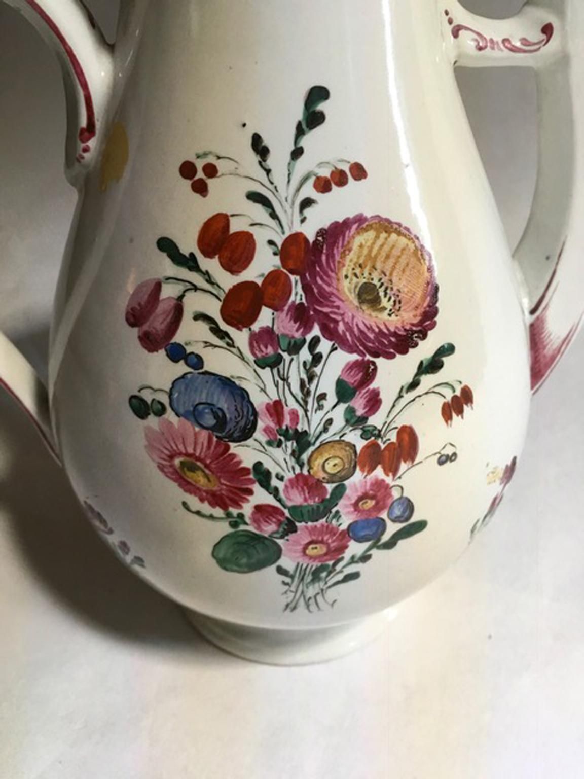 photo furniture Italy Richard Ginori Mid 18th Century Porcelain Coffee Pot With Flowers Decor
