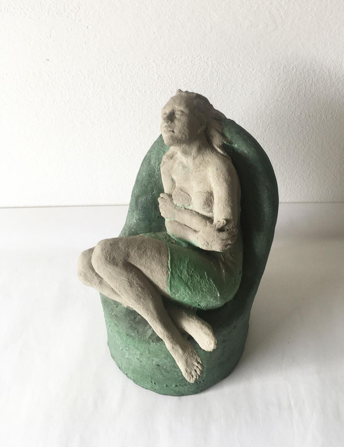 photo buy 1998 Italy Bronze Woman Figurine Sculpture By Marco Cornini Attesa