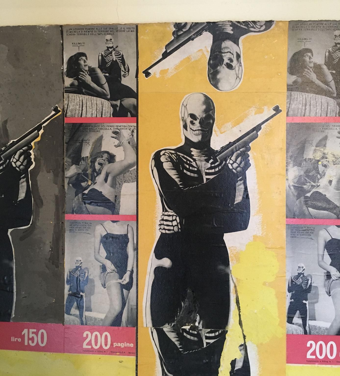1966 Italy Abstract Painting And Paper Collage By Ermete Lancini photo buy