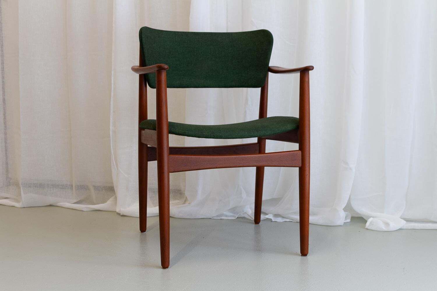 Danish Modern Teak Armchair With Green Wool, 1960s. photo Furniture