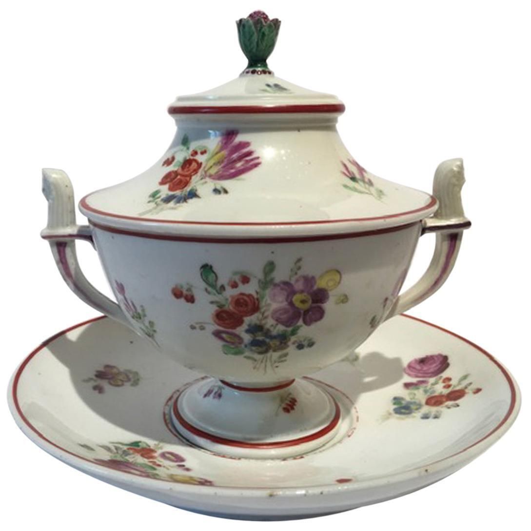 Italy 18th Century Richard Ginori Porcelain Sugar Bowl With Cover