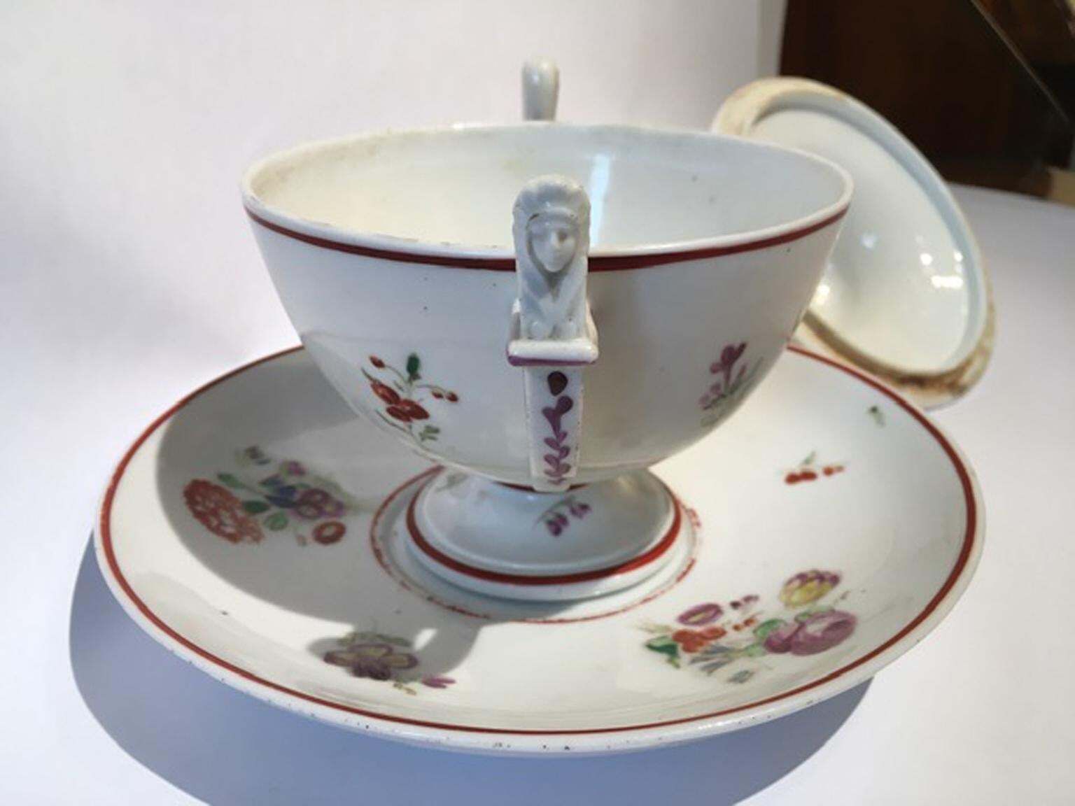Italy 18th Century Richard Ginori Porcelain Sugar Bowl With Cover photo vintage