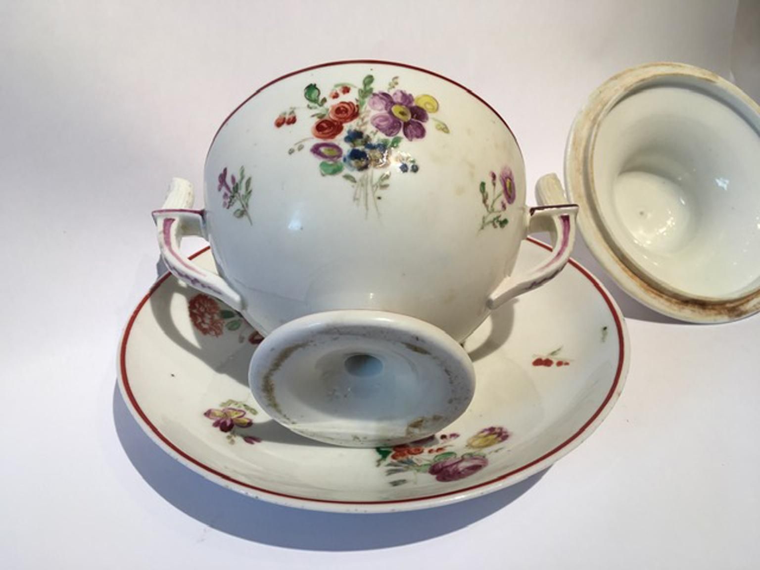 Home Decor Italy 18th Century Richard Ginori Porcelain Sugar Bowl With Cover photo