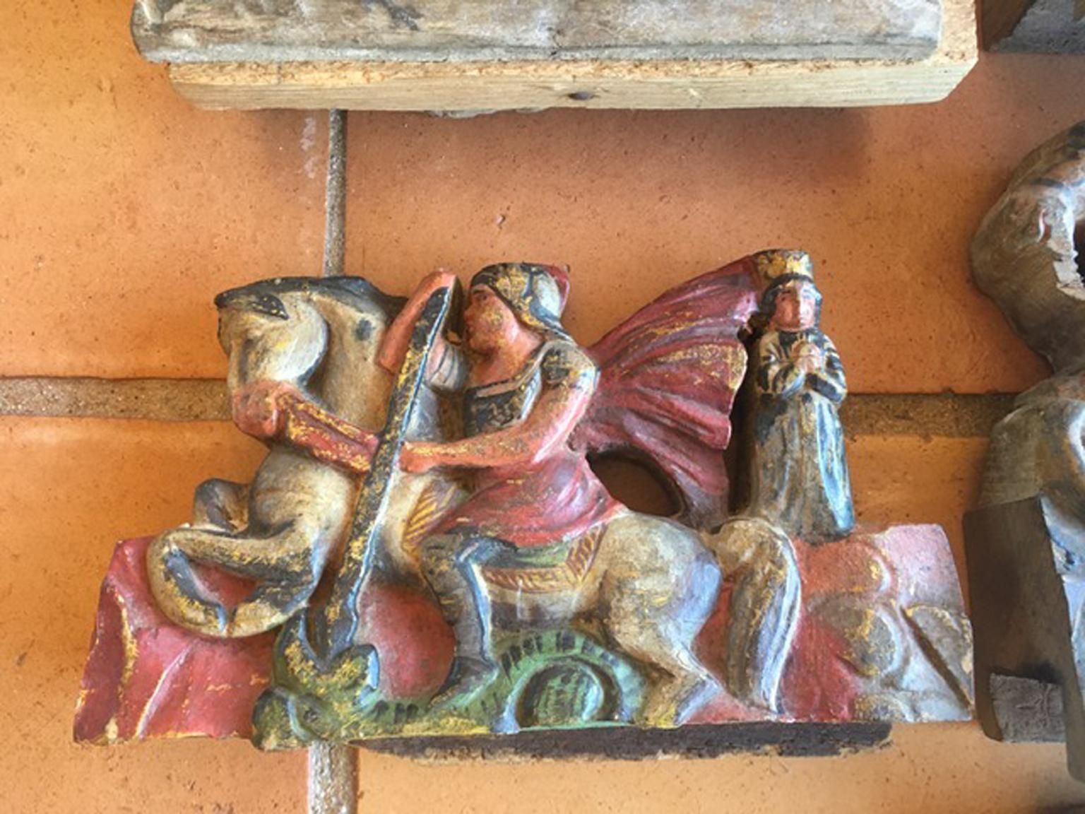Italy Sicily Late 19th Century Set 7 Kitchen Wooden Tiles With Rural Scenes photo vinterior