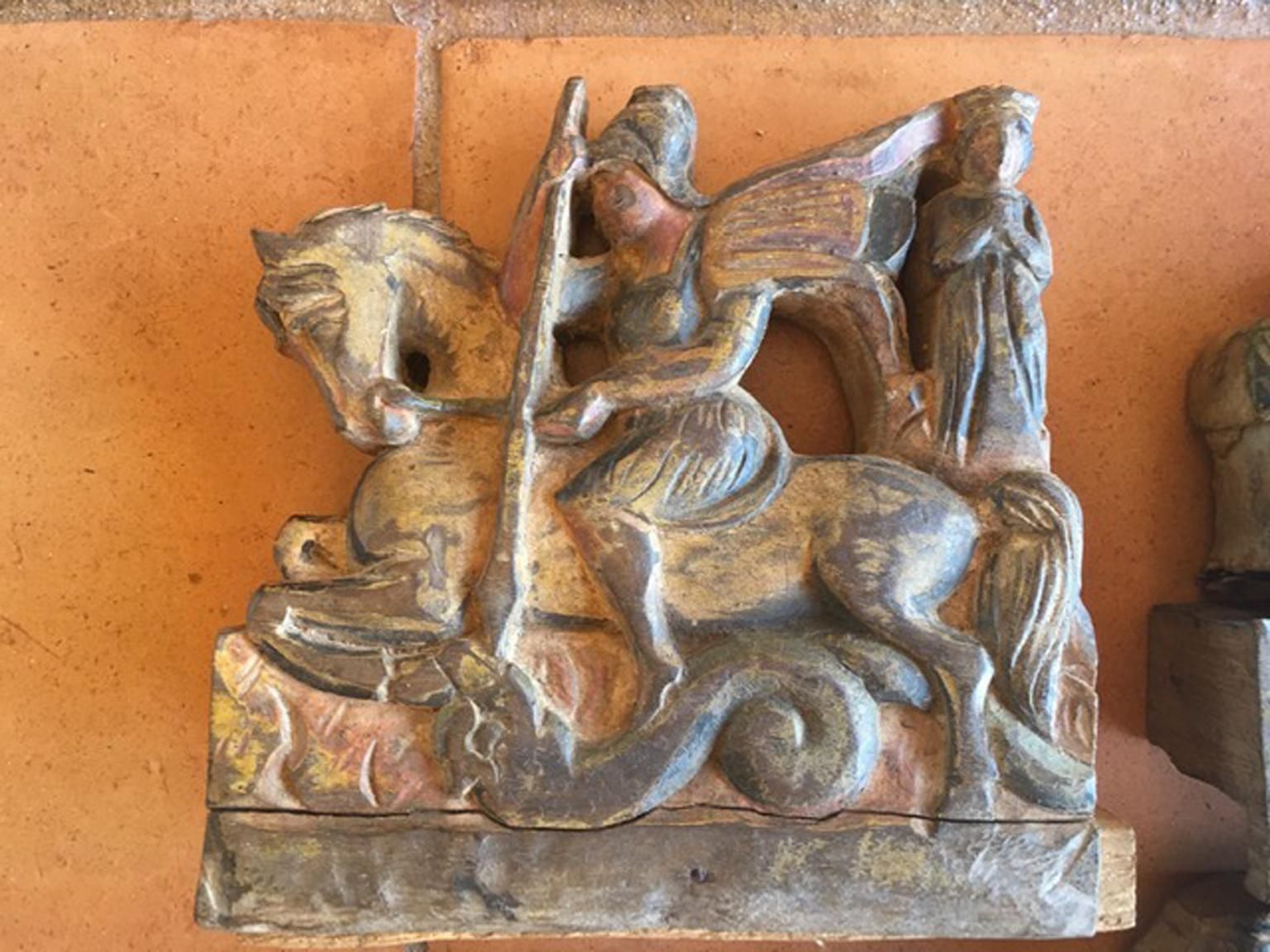 photo for sale Italy Sicily Late 19th Century Set 7 Kitchen Wooden Tiles With Rural Scenes