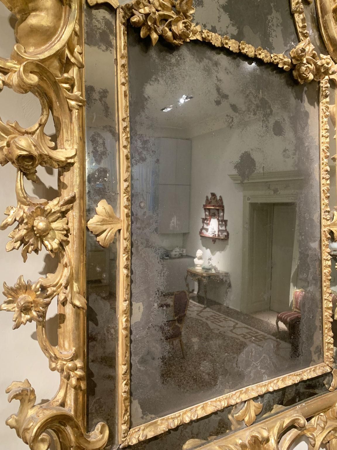 photo buy Italy Early 18th Century Barocco Giltwood And Carved Fireplace Mirror