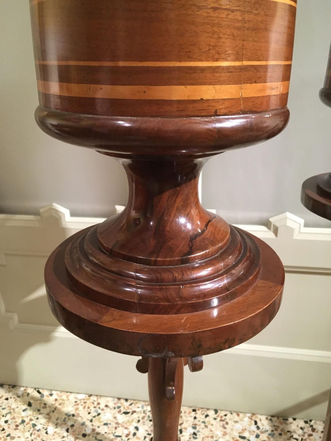 Early 19th Century  Venezia Pair Of Inlaid Walnut Tobacco Boxes On Stands photo vintage