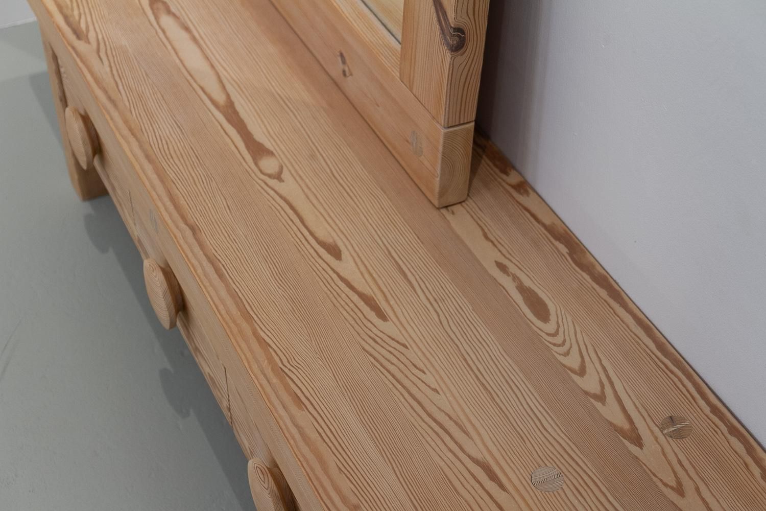 photo furniture Swedish Modern Pine Bench And Mirror By Ruben Ward For Fröseke, 1970s.