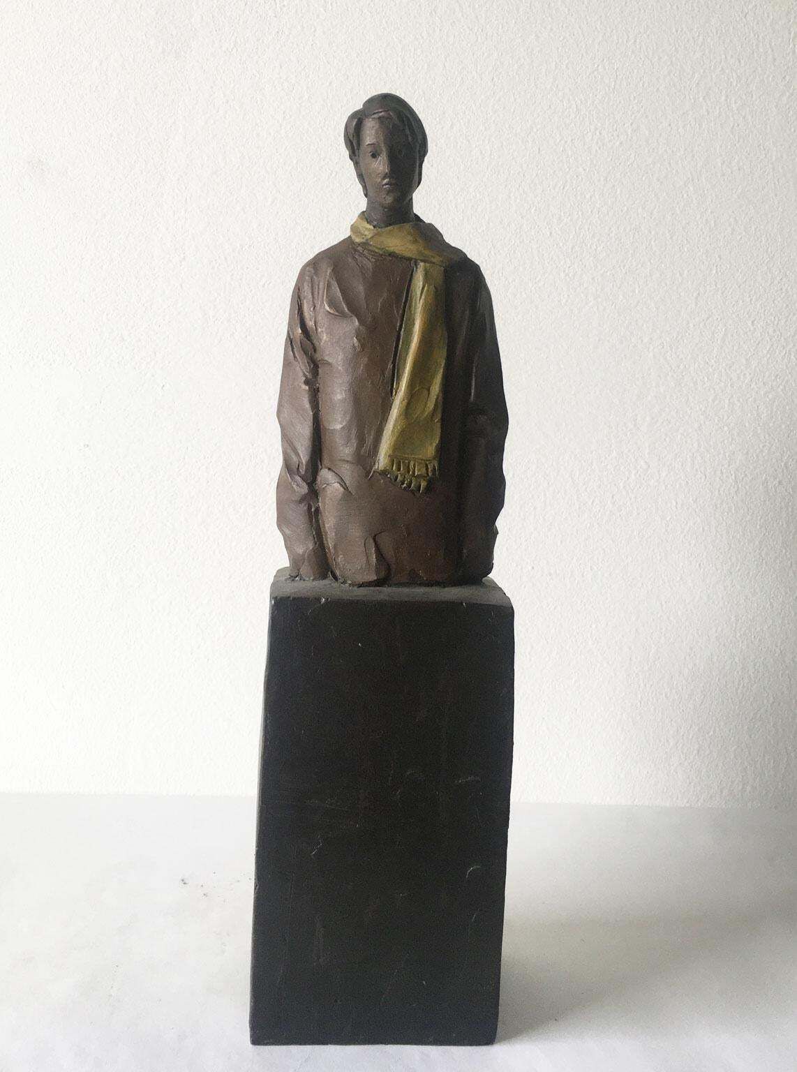 Italy Cast Bronze Man Figurine Sculpture By Aron Demetz  Il Grande Freddo photo furniture