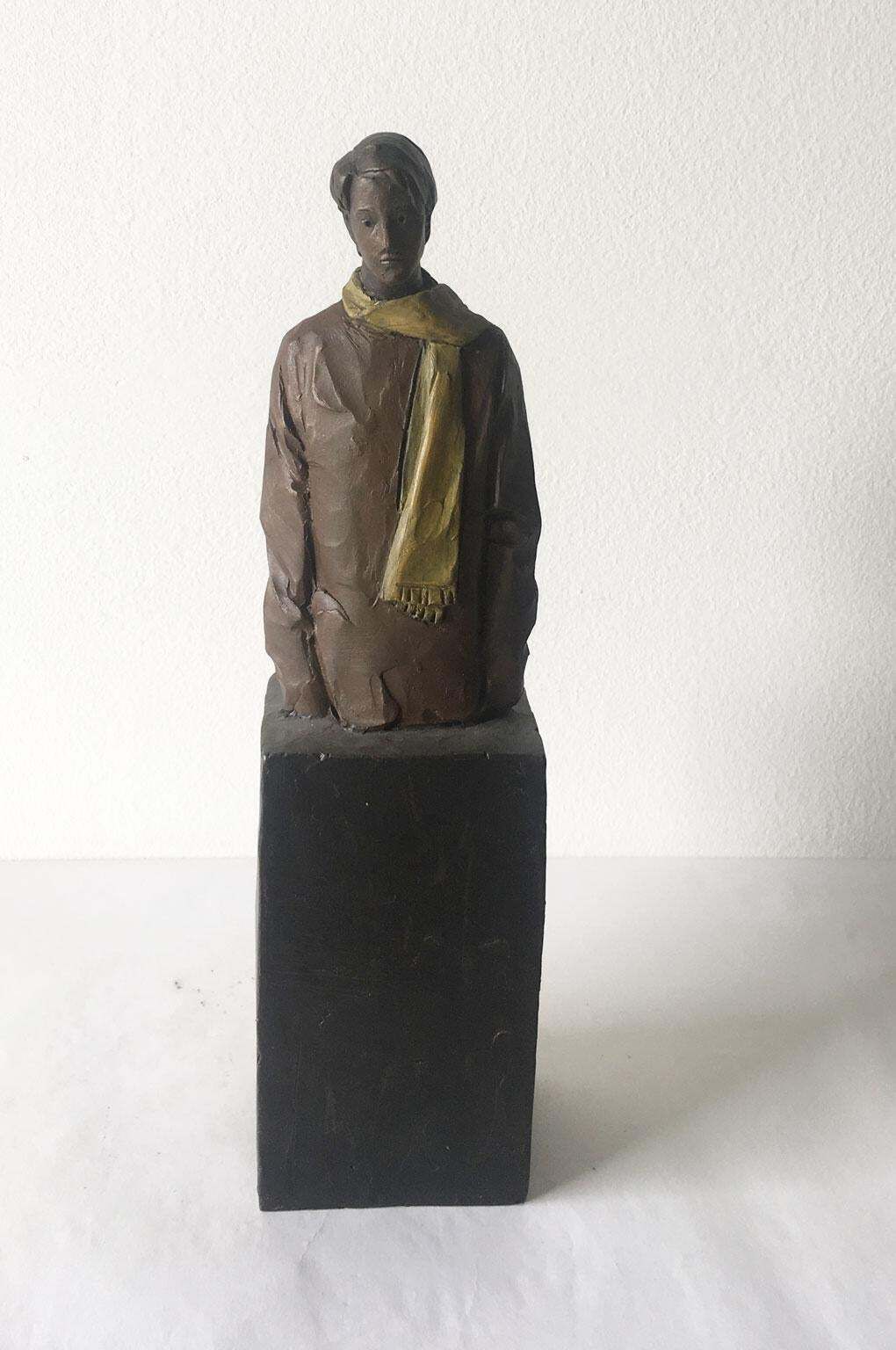 Italy Cast Bronze Man Figurine Sculpture By Aron Demetz  Il Grande Freddo photo for sale