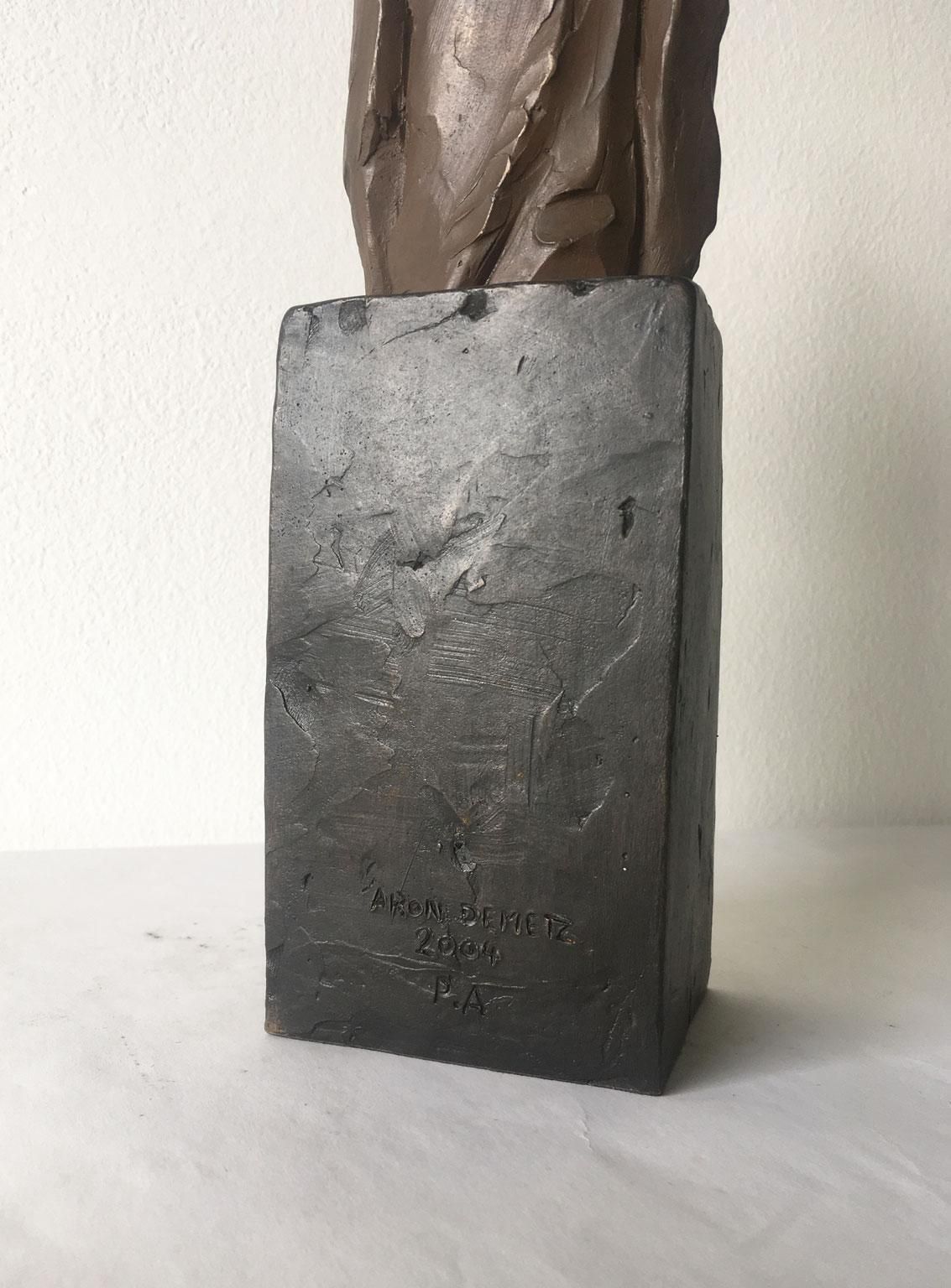 photo vintage Italy Cast Bronze Man Figurine Sculpture By Aron Demetz  Il Grande Freddo