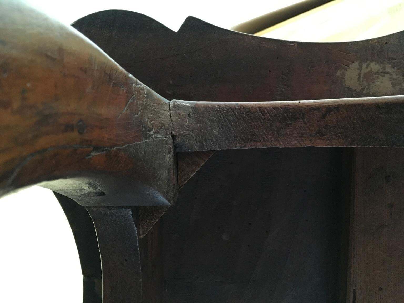 Italy 18th Century  Baroque Walnut Organic Shape Table Desk photo vintage