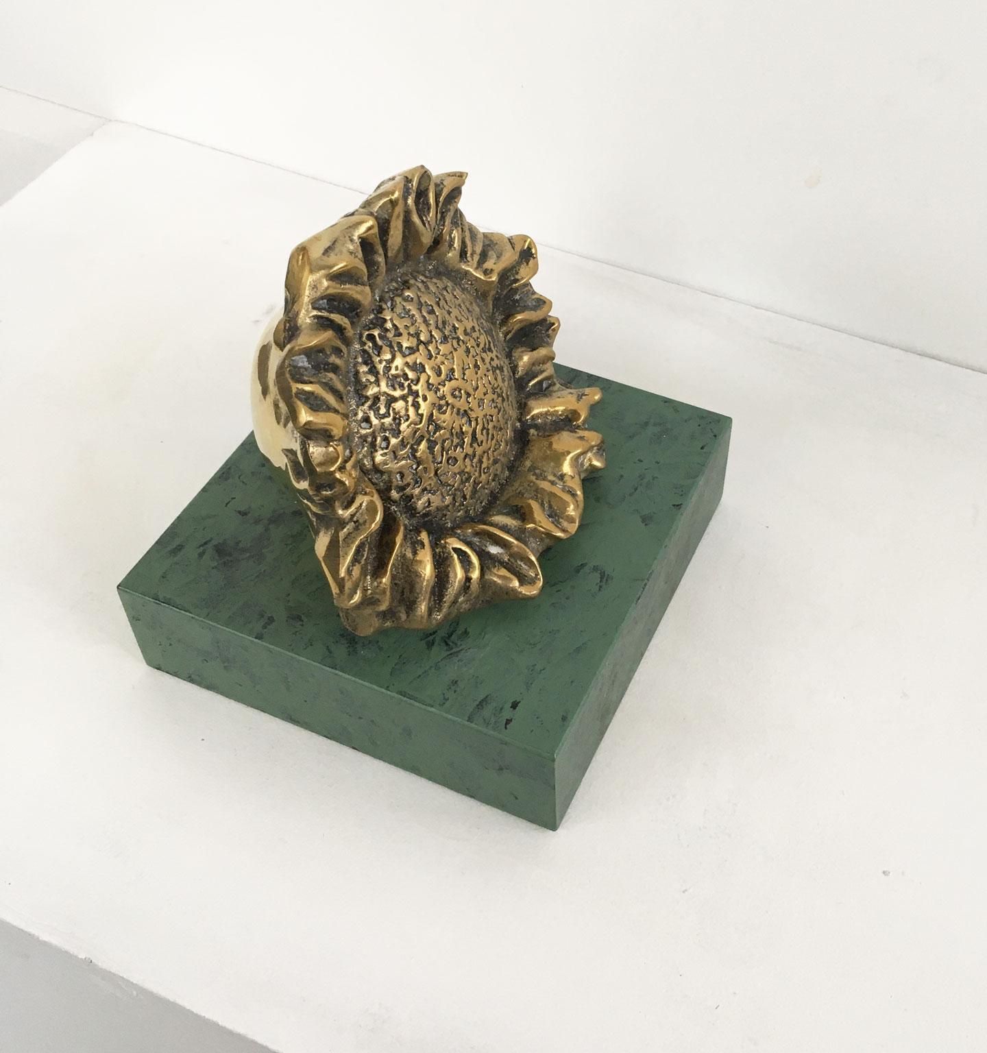 1986 Italy Bronze Abstract Sculpture Patrizia Guerresi Girasole Sunflower photo vintage