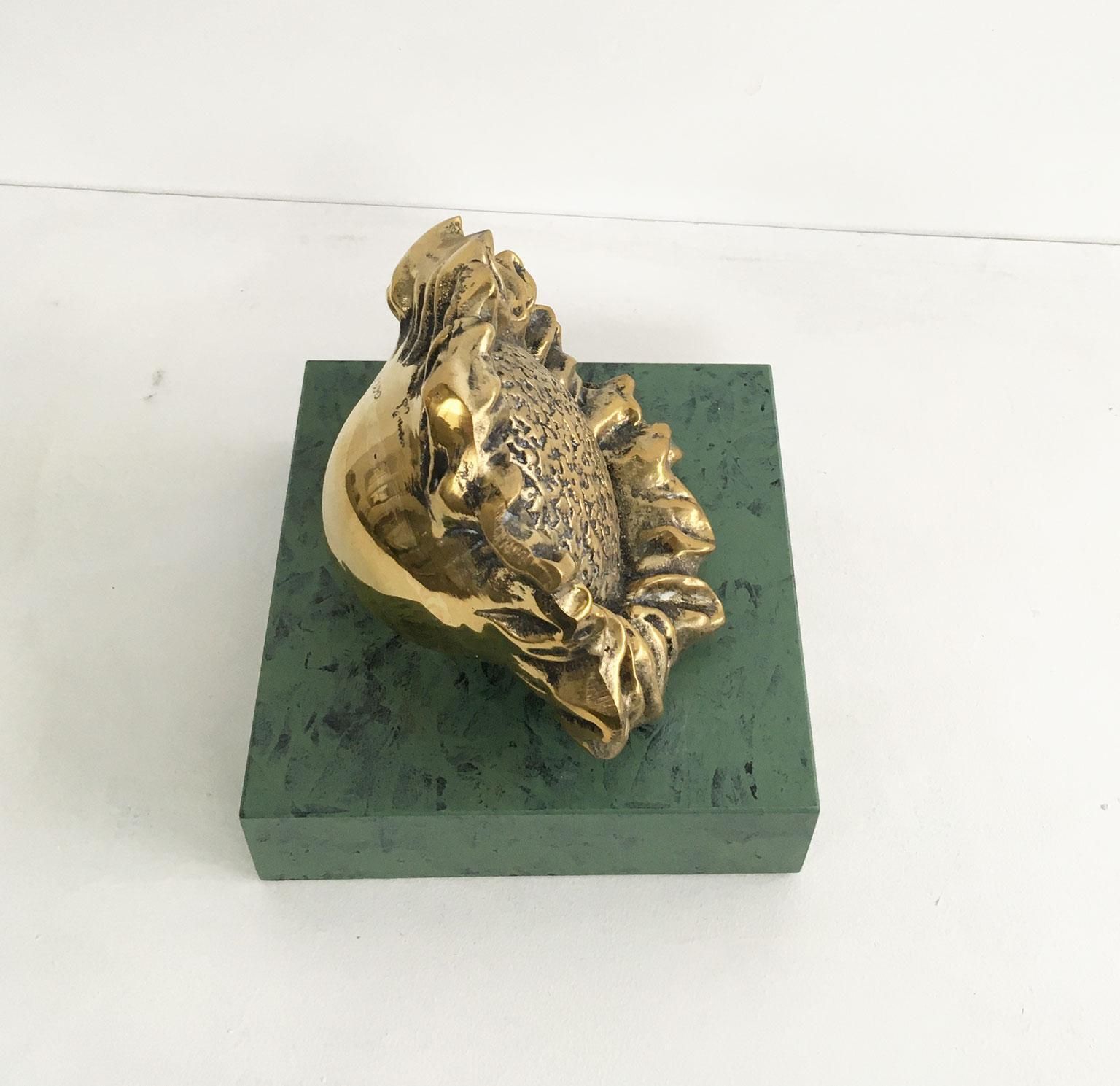photo vintage 1986 Italy Bronze Abstract Sculpture Patrizia Guerresi Girasole Sunflower