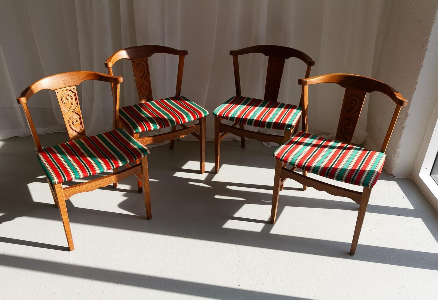 Vintage Danish Oak Dining Chairs By Kjærnulf, 1960s. Set Of 4. photo for sale