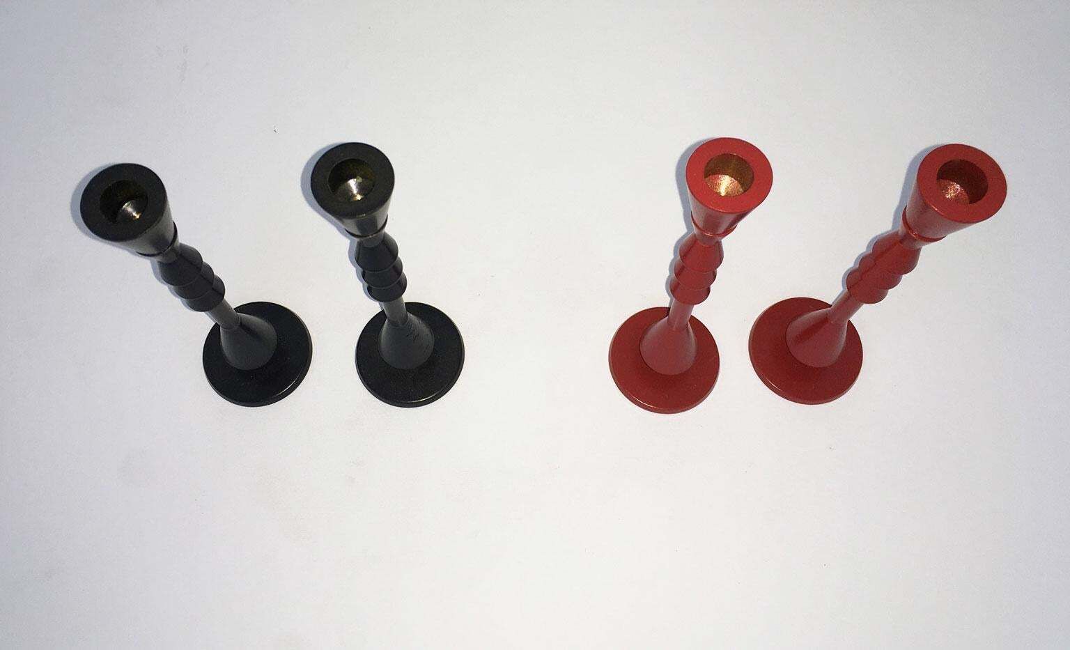 Home Decor 1974 Italy  Ugo La Pietra Ad Arte Red Bronze Abstract Sculpture Candleholders photo