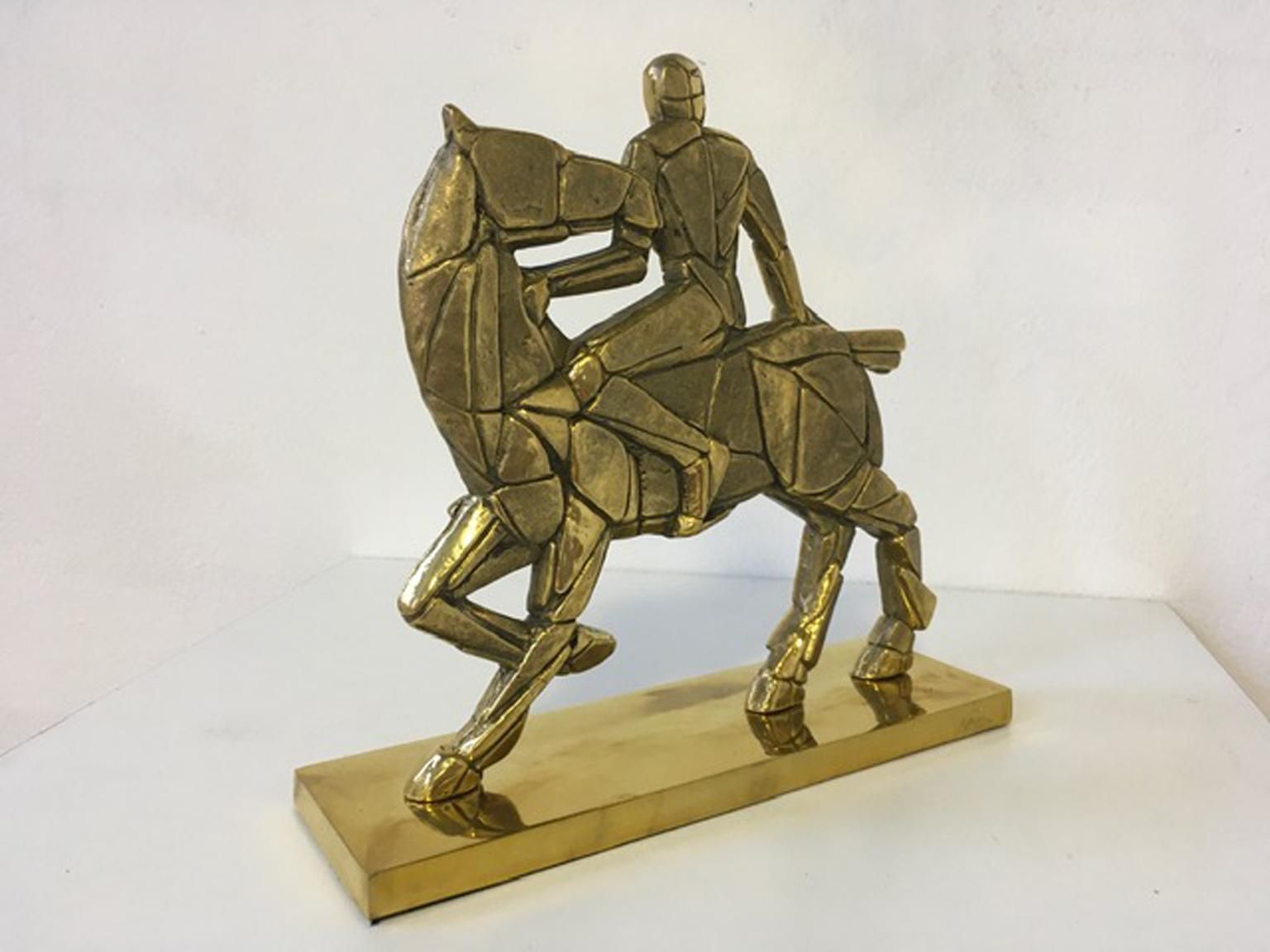 1980 Italy Post Modern Bronze Sculpture Horse And Rider photo vinterior