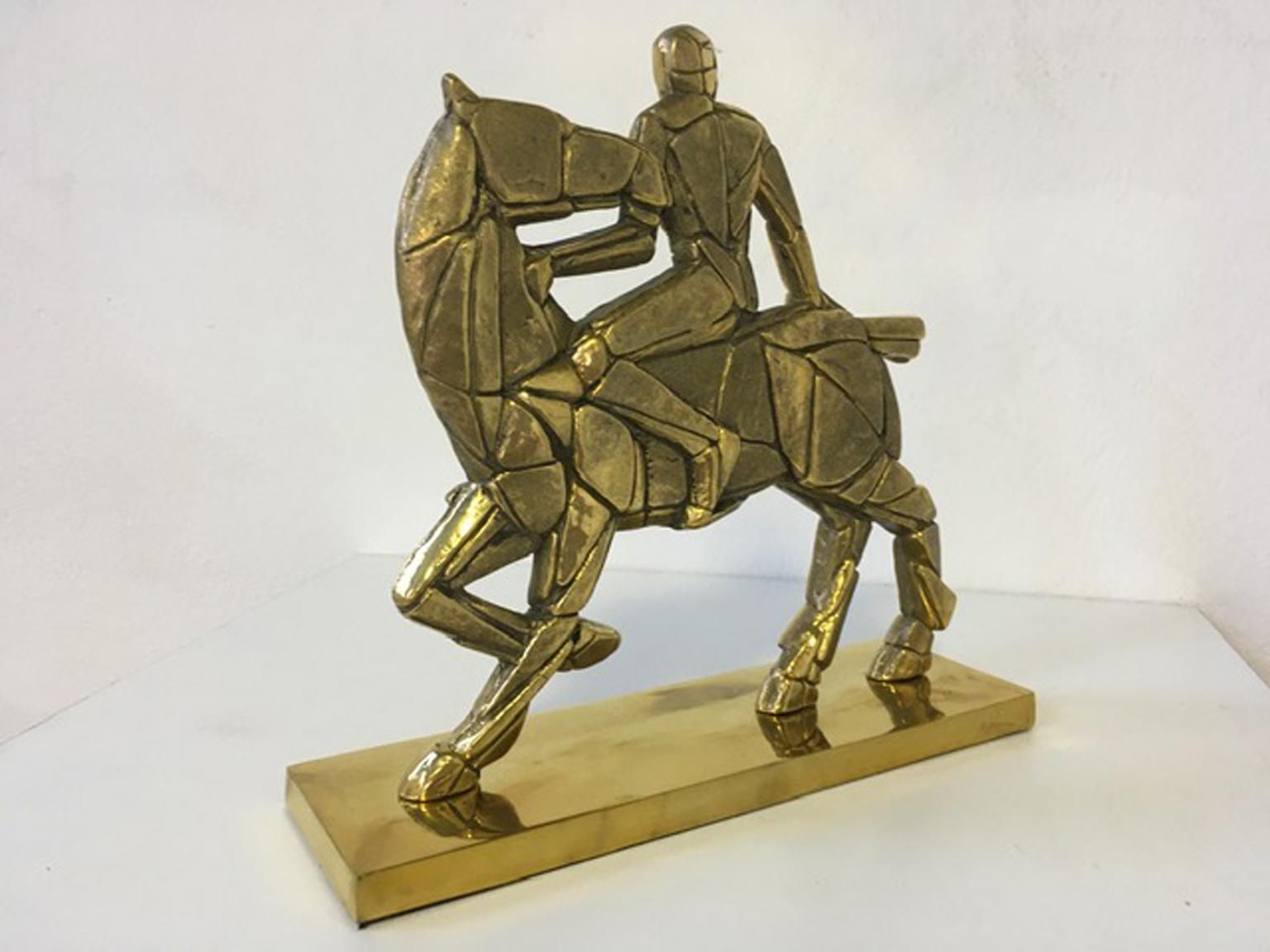 1980 Italy Post Modern Bronze Sculpture Horse And Rider photo buy