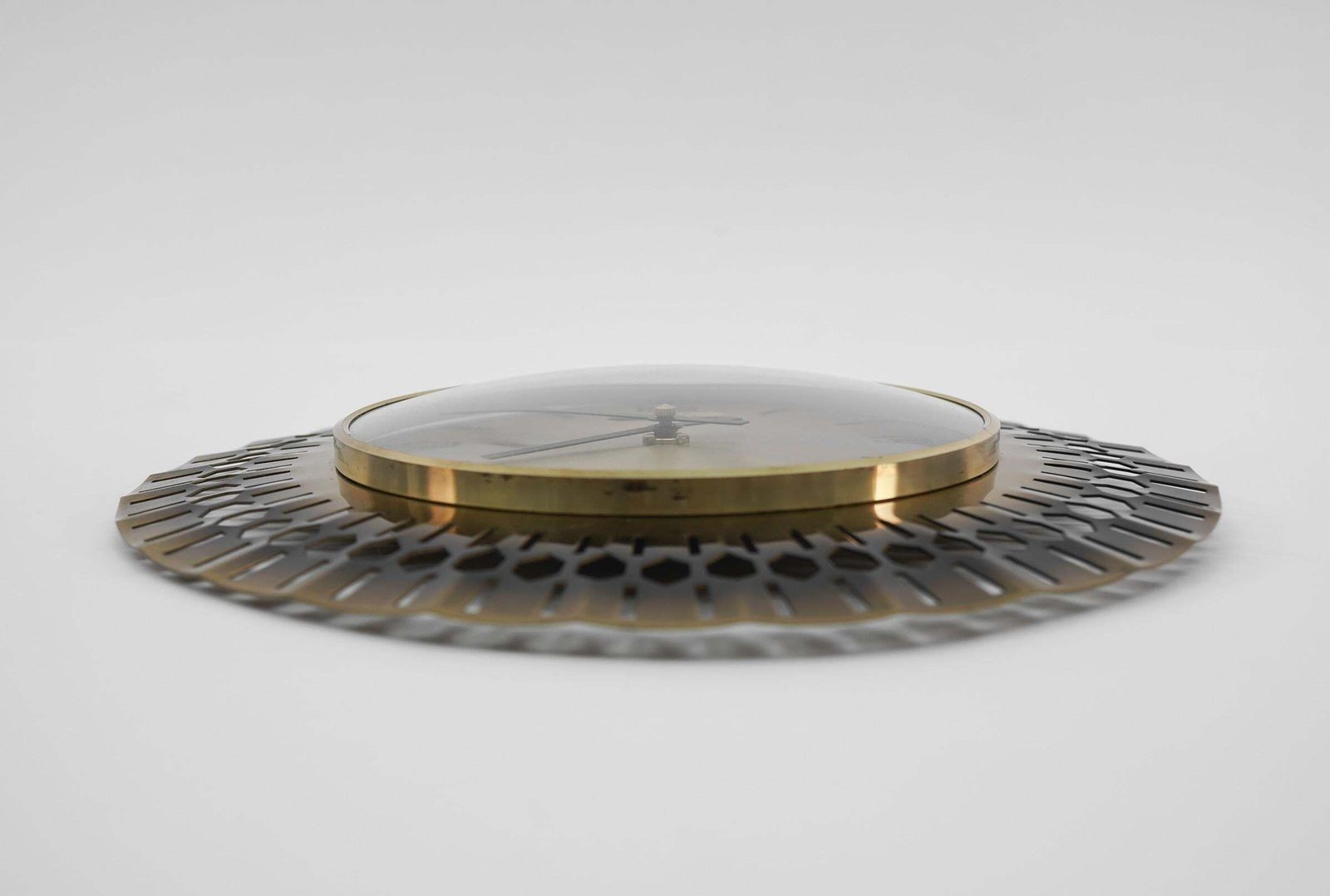 Mid Century Modern Sunburst Wall Clock By Meister Quarz In Brass, 1960s, Germany photo 638.0
