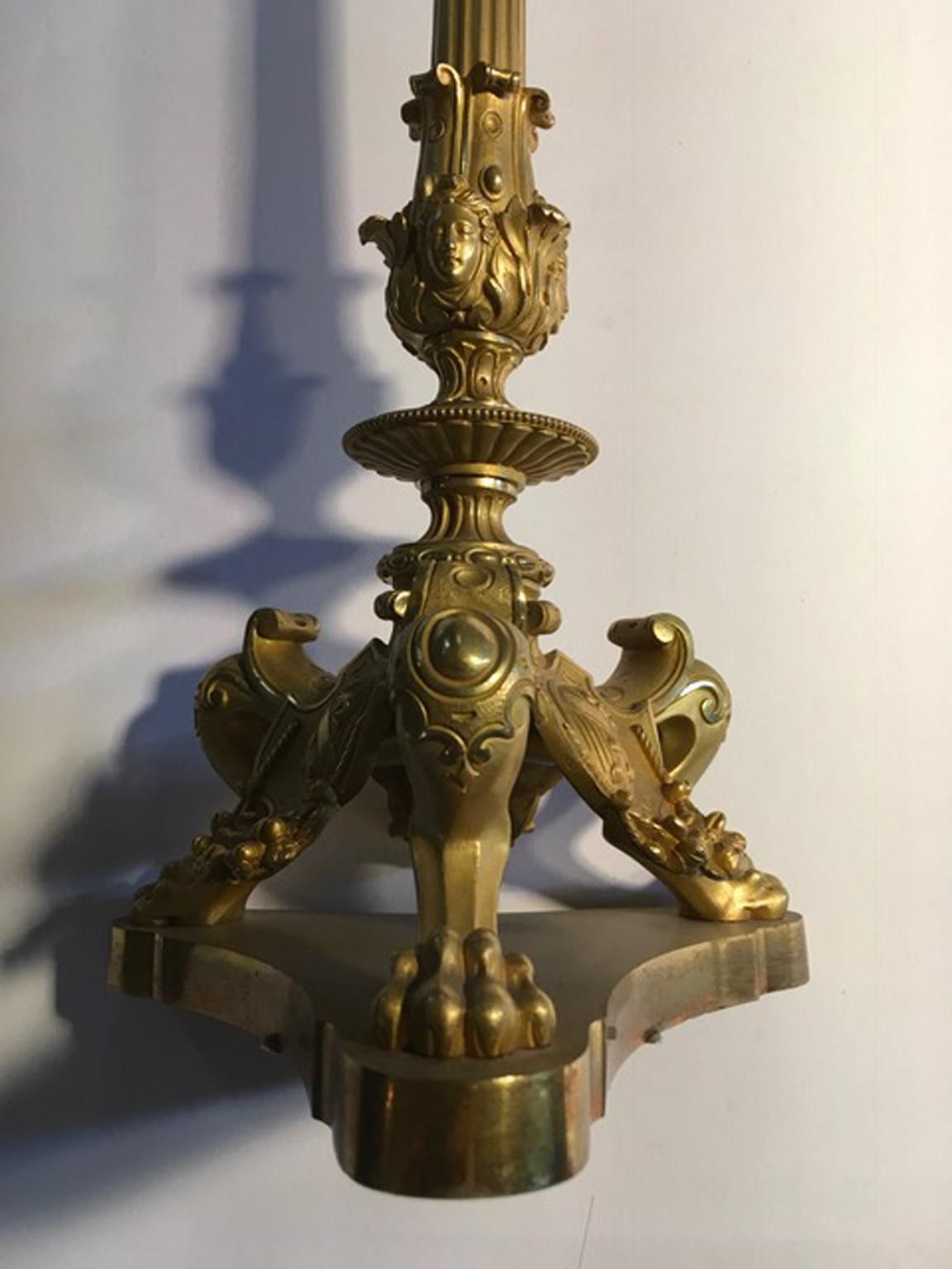 Italy Mid 18th Century Empire Pair Brass Candle Holders photo furniture