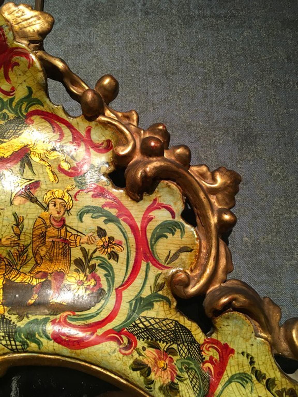 Venice Italy Mid 18th Century Light Green Baroque Lacquered Mercury Glass Mirror photo vinterior