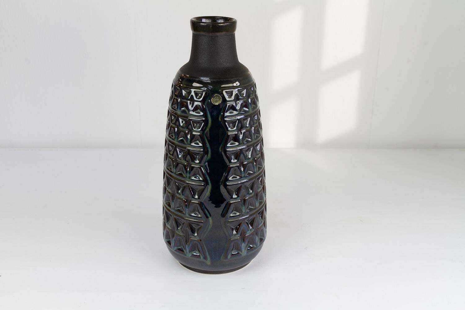 Large Danish Ceramic Vase In Blue Glaze By Einar Johansen For Søholm, 1960s. photo vinterior