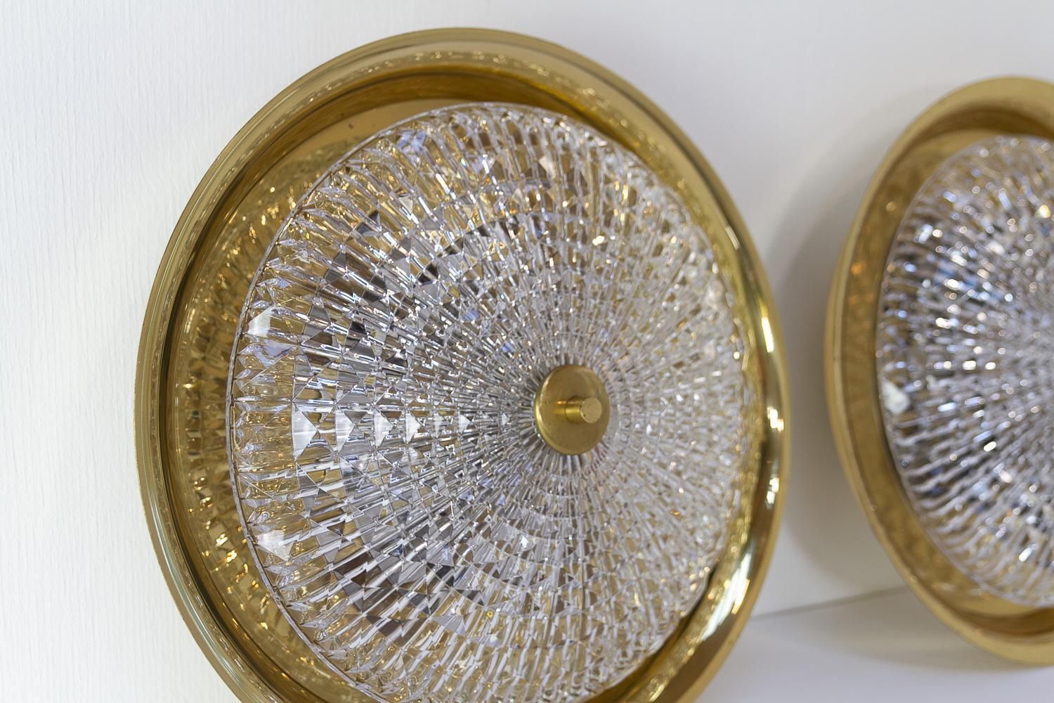 photo furniture Orrefors Brass Wall Or Ceiling Lamps By Fagerlund For Lyfa, 1960s. Set Of 2.