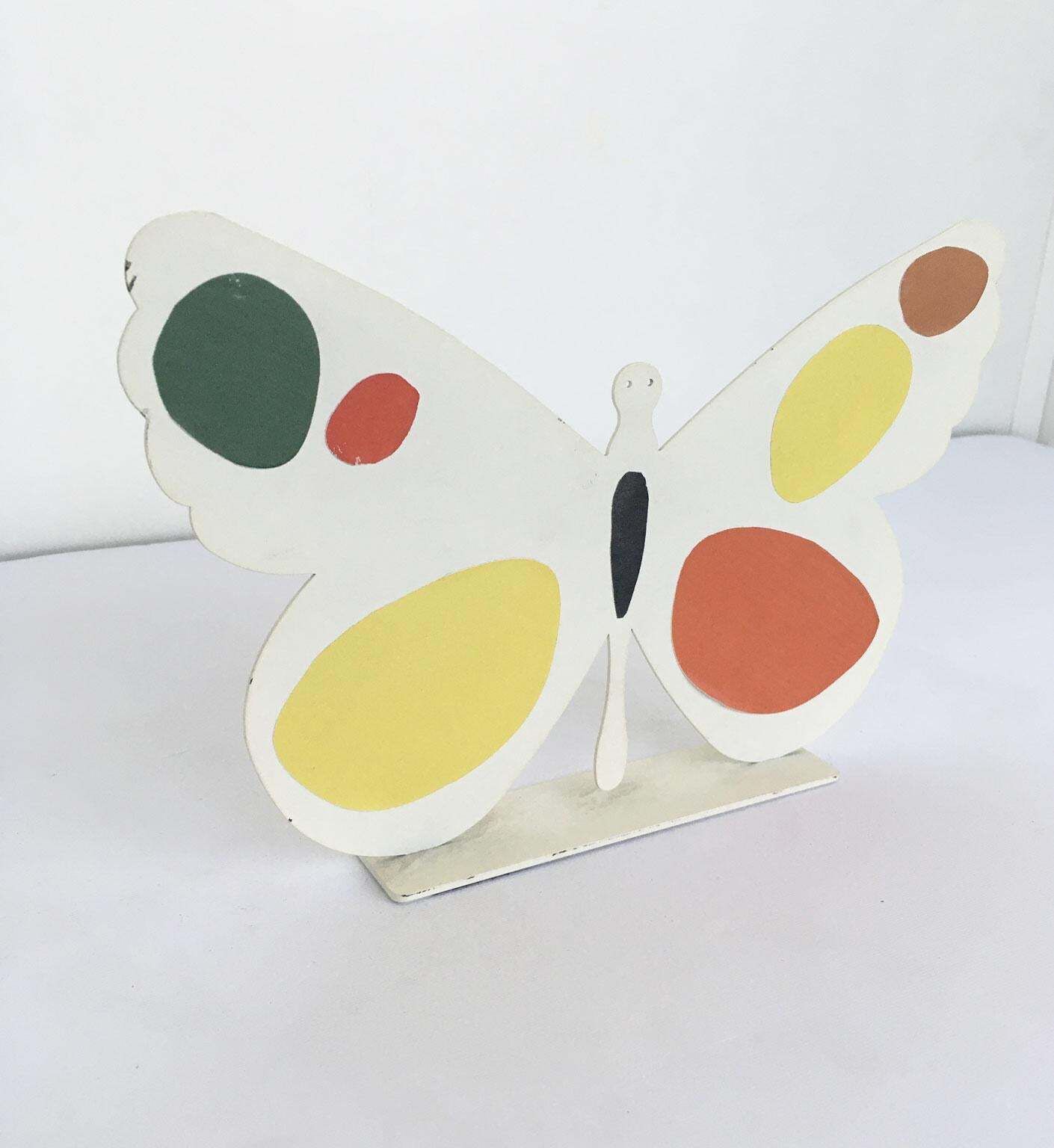 Italy, 1980, Bruno Chersicla Volavola White Painted Metal Sculpture Butterfly photo Art