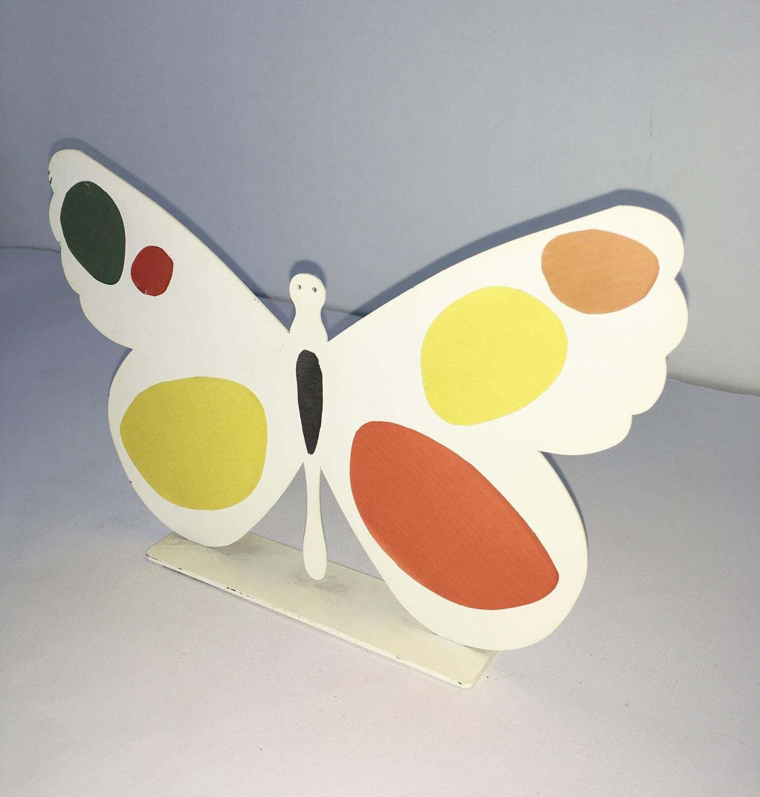 Italy, 1980, Bruno Chersicla Volavola White Painted Metal Sculpture Butterfly photo vinterior
