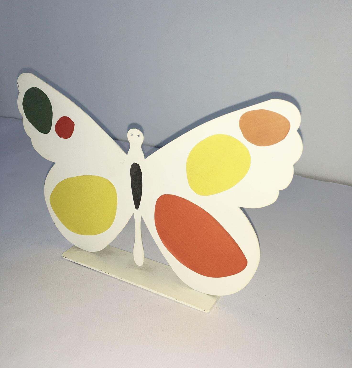 Italy, 1980, Bruno Chersicla Volavola White Painted Metal Sculpture Butterfly photo buy