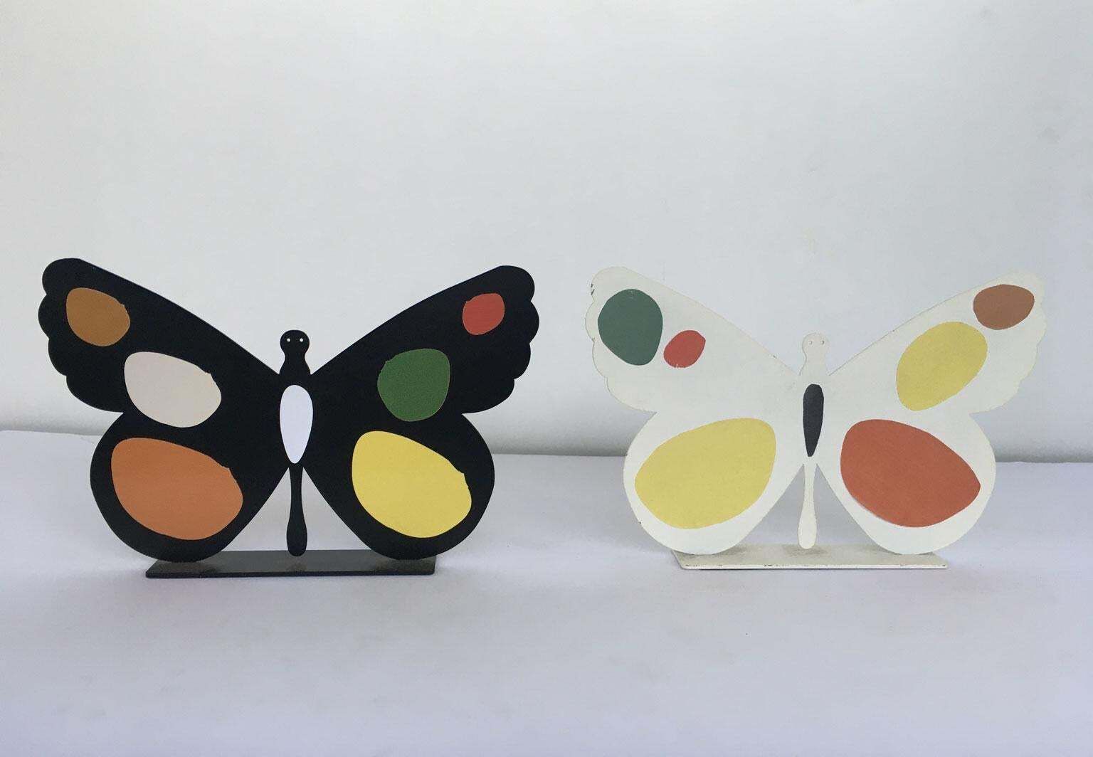 photo furniture Italy, 1980, Bruno Chersicla Volavola White Painted Metal Sculpture Butterfly
