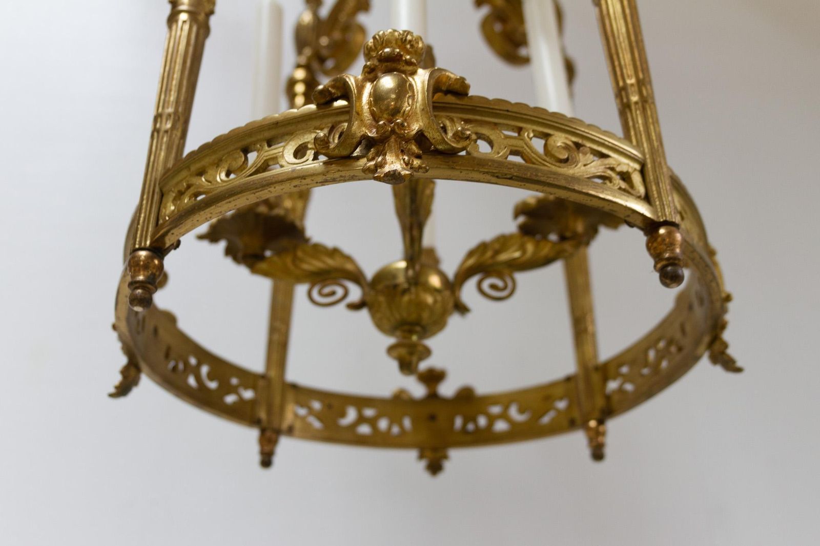 Antique French Napoleon III Gilded Bronze Chandelier, 1850s photo buy