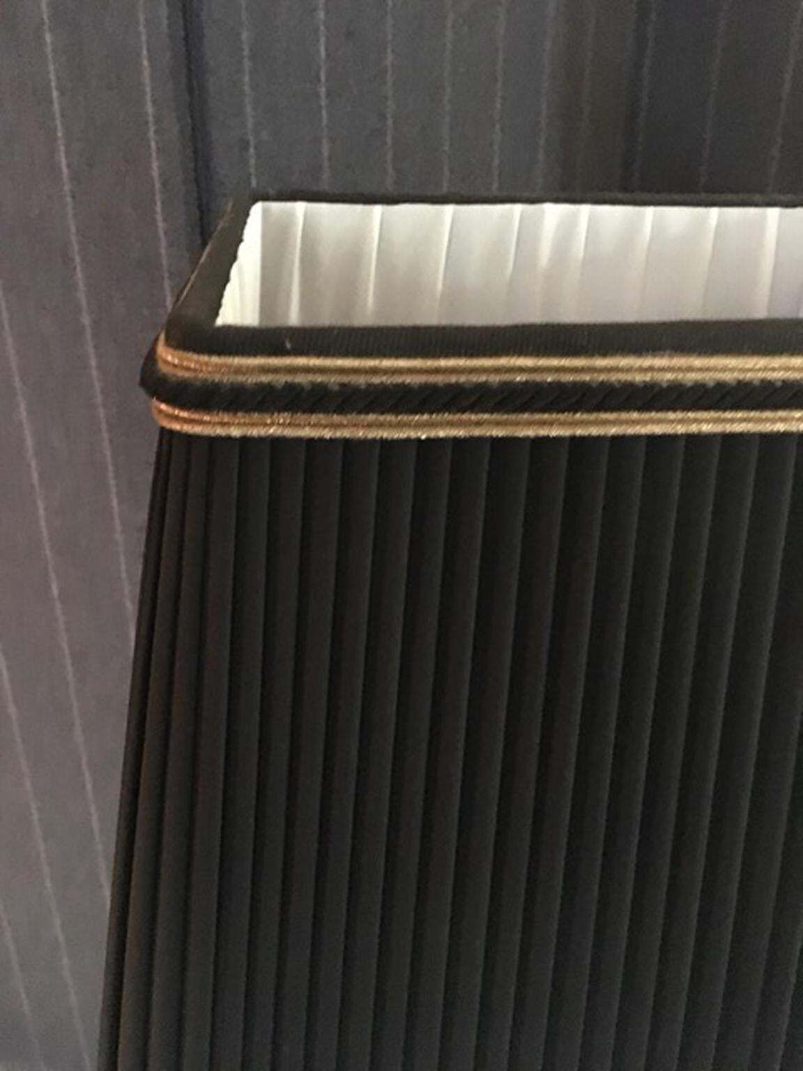 Lighting France Black Laquered Wood Table Lamp With Black Fabric Lampshade photo