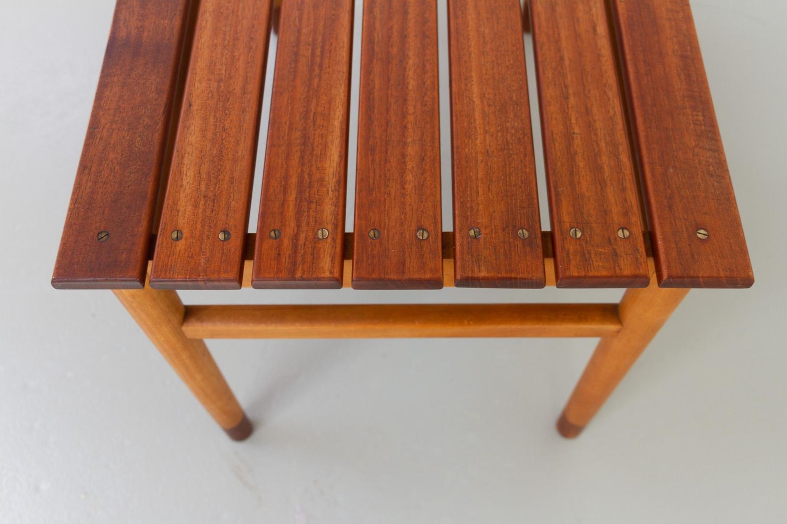 photo vintage Danish Modern Teak And Beech Bench, 1950s