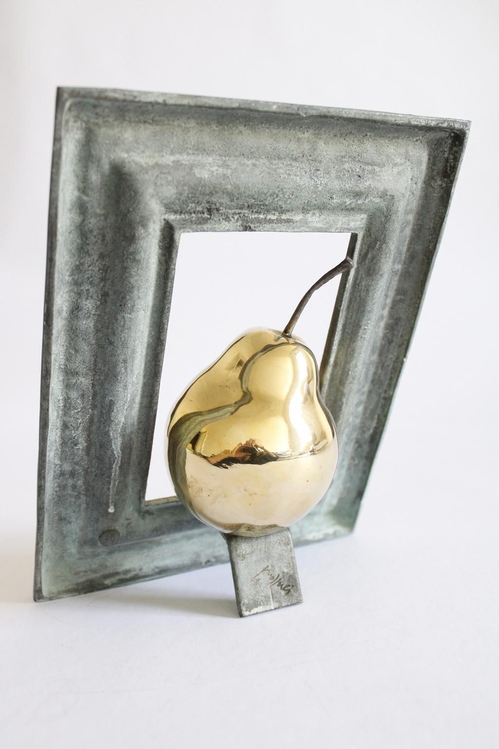 photo vintage Italy 1980 Post Modern  Abstract Bronze Sculpture By Concetto Pozzati