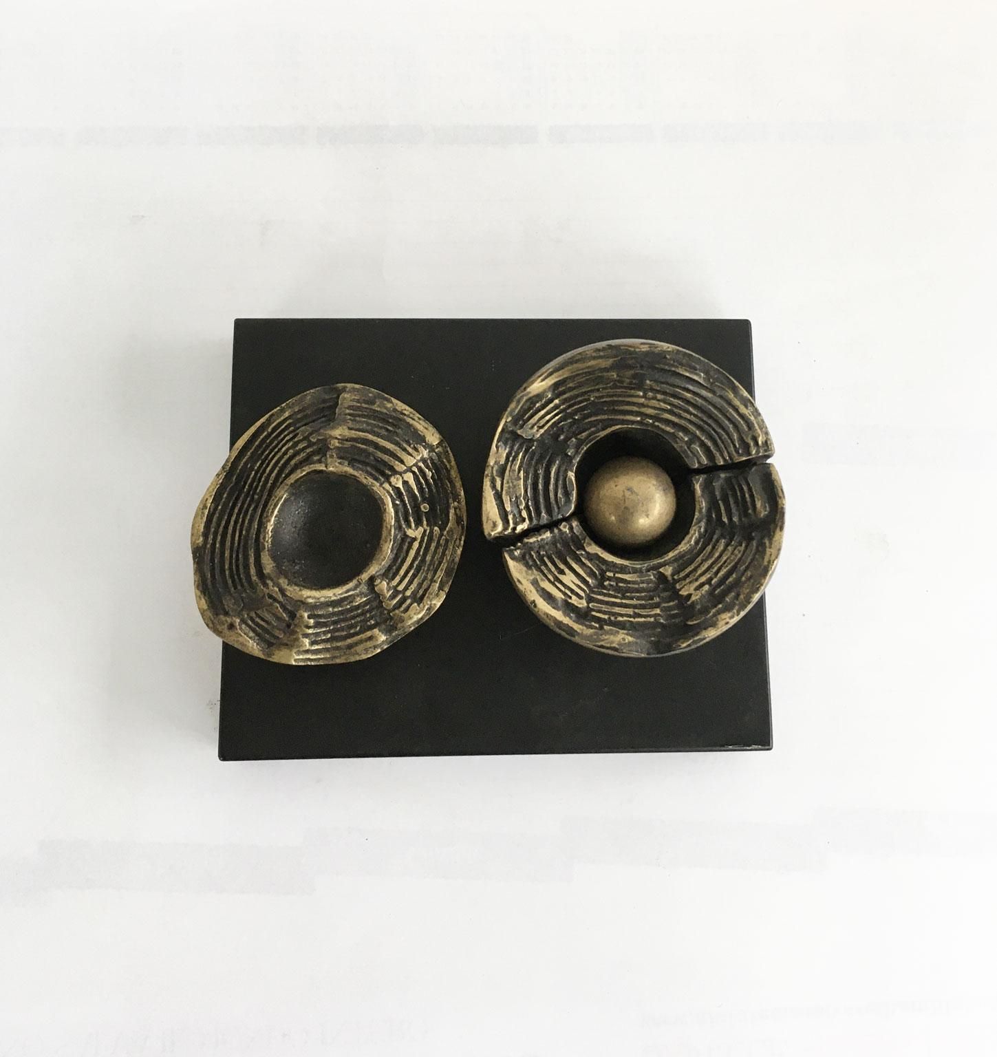 1980 Italy Bronze Abstract Kinetic Sculpture Franco Zazzeri Sfera Stratificata photo Art
