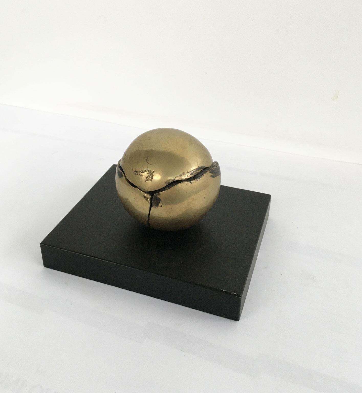 1980 Italy Bronze Abstract Kinetic Sculpture Franco Zazzeri Sfera Stratificata photo vintage