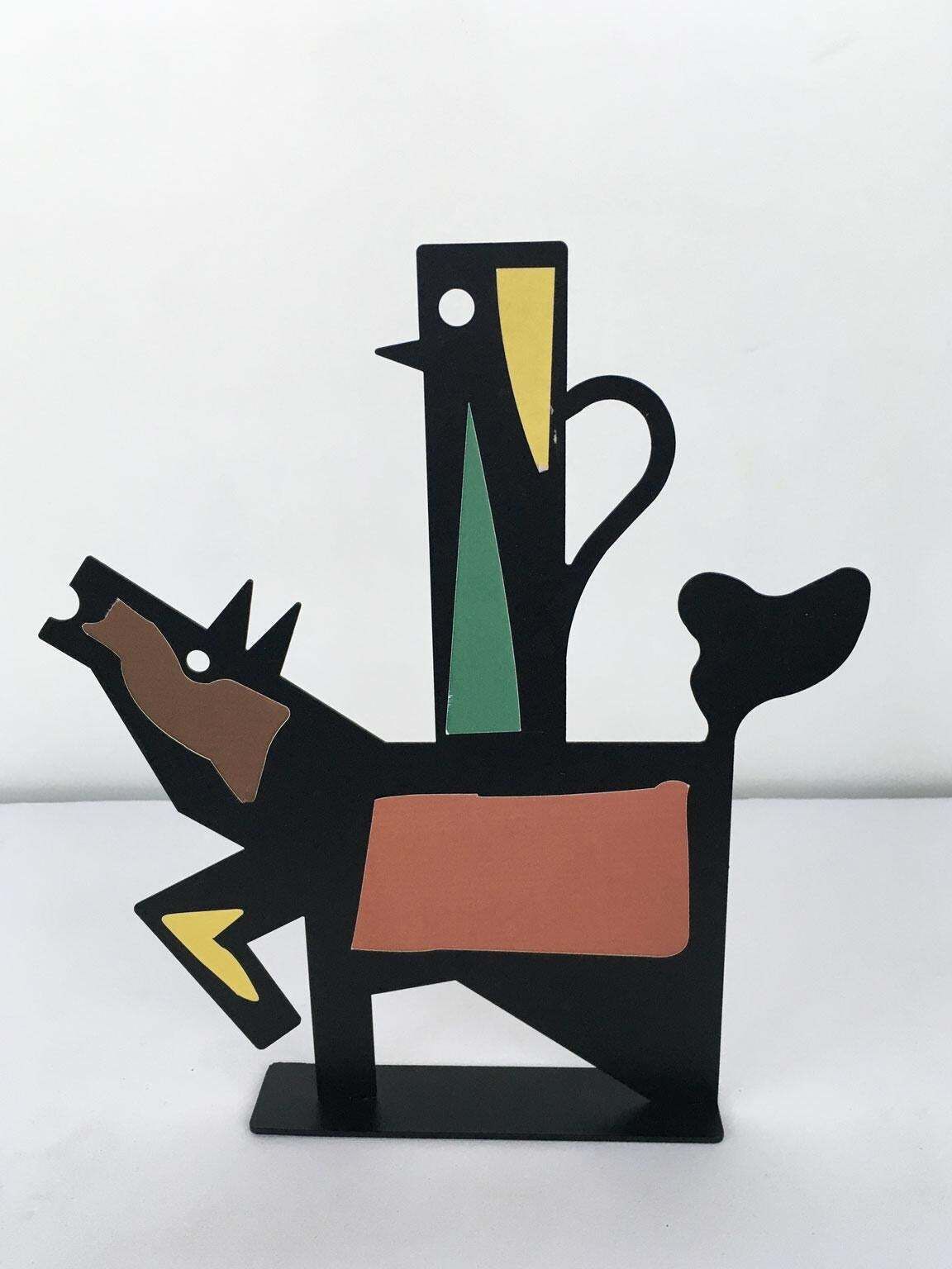 Italy 1980 Riccardo Dalisi Black Painted Metal Sculpture Muccacaffè photo furniture