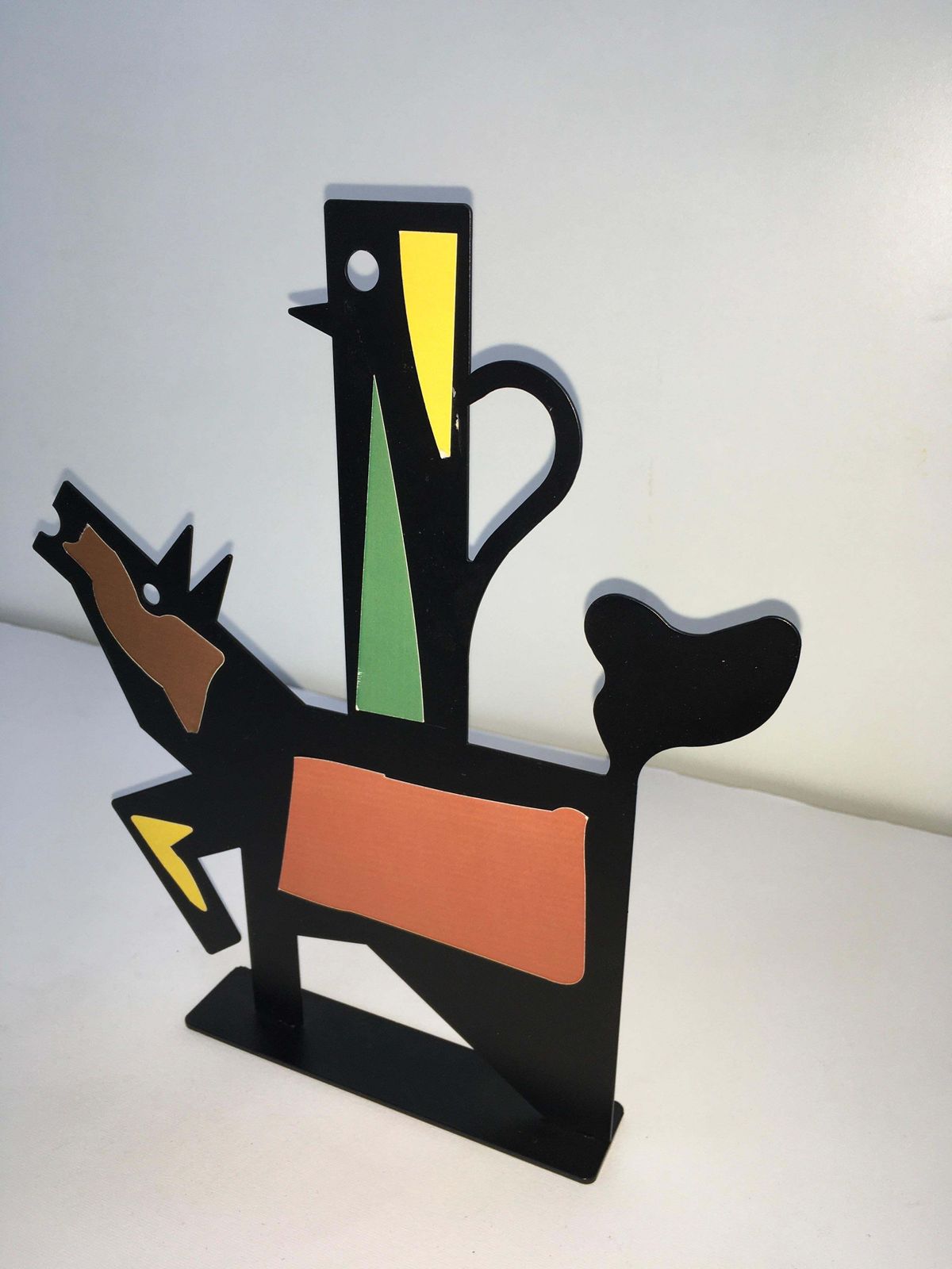 Italy 1980 Riccardo Dalisi Black Painted Metal Sculpture Muccacaffè photo Art