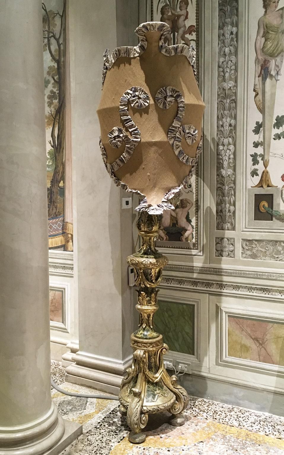 Italy Late 18th Century Pair Of Lacquered And Gilted Wooden Carved Torches Lamps photo furniture