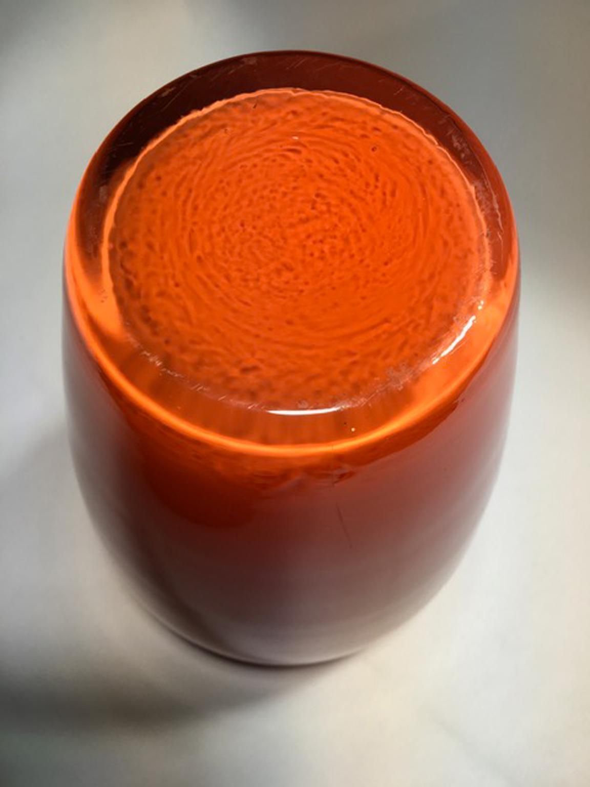 Italy 1990  Post Modern Orange Murano Glass Vase photo for sale