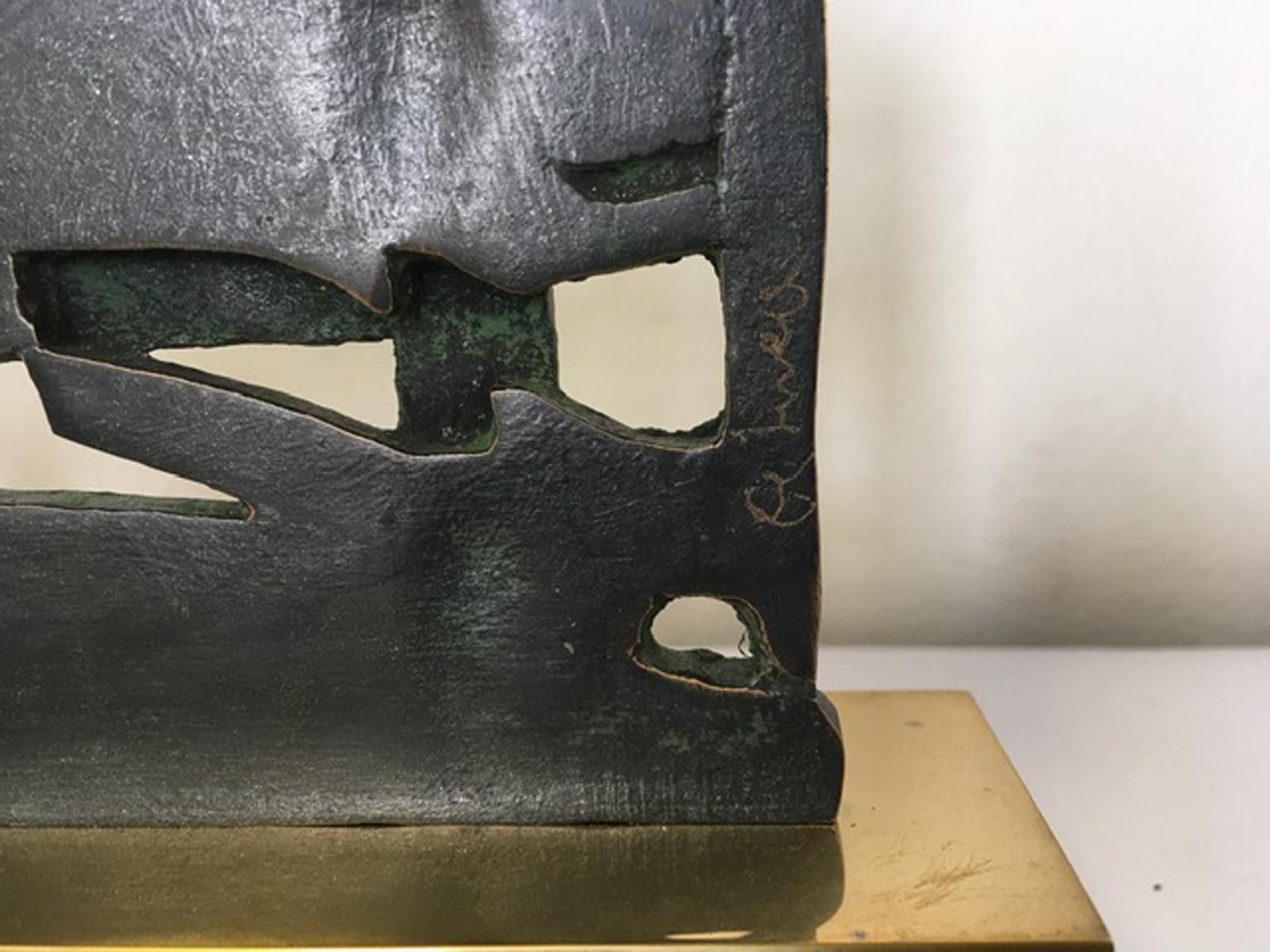 photo furniture 1980 Italy Bronze And Brass Abstract Sculpture By Nevio De Luca