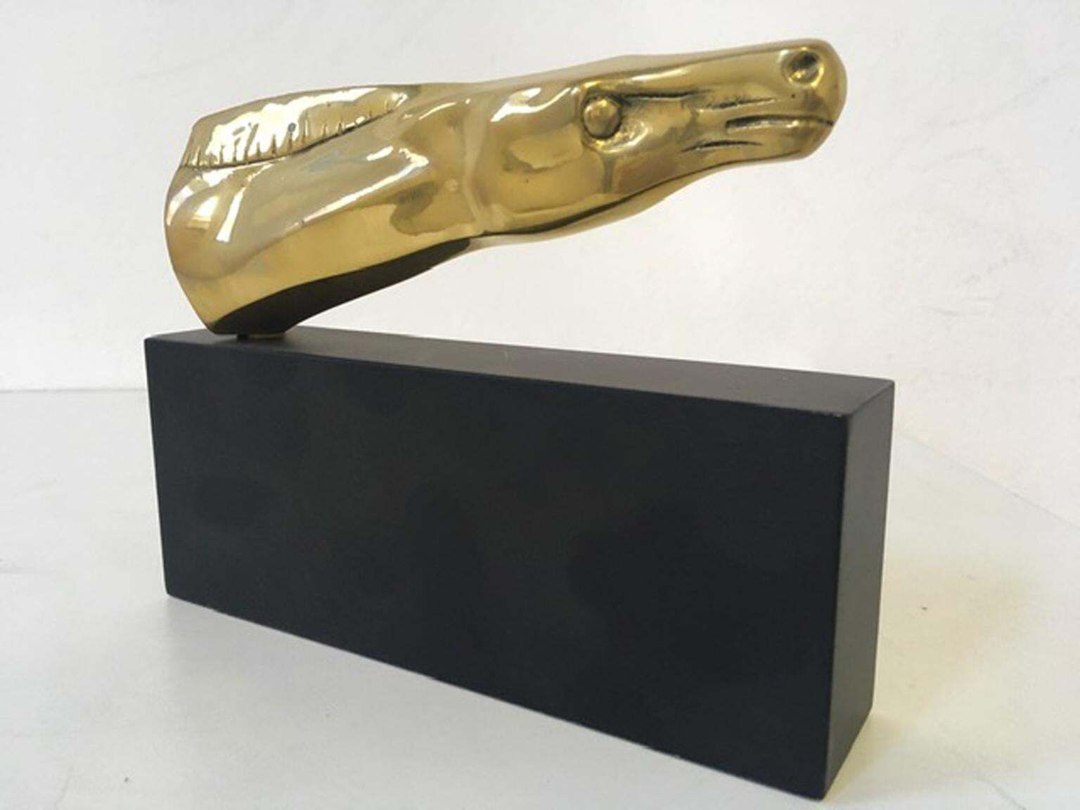 1980 Italy Post Modern Abstract Bronze Sculpture Horse Head photo Art