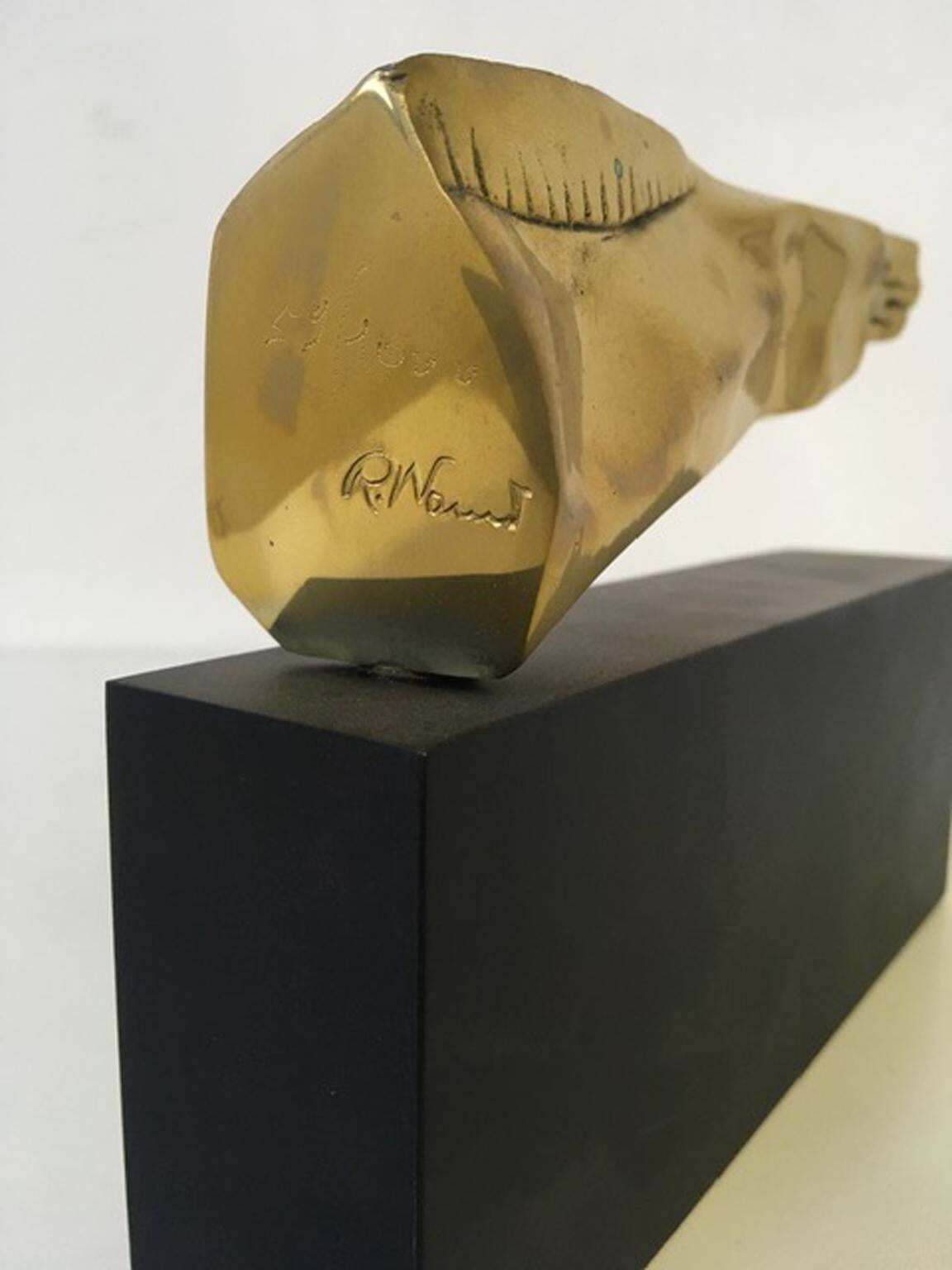 Art 1980 Italy Post Modern Abstract Bronze Sculpture Horse Head photo