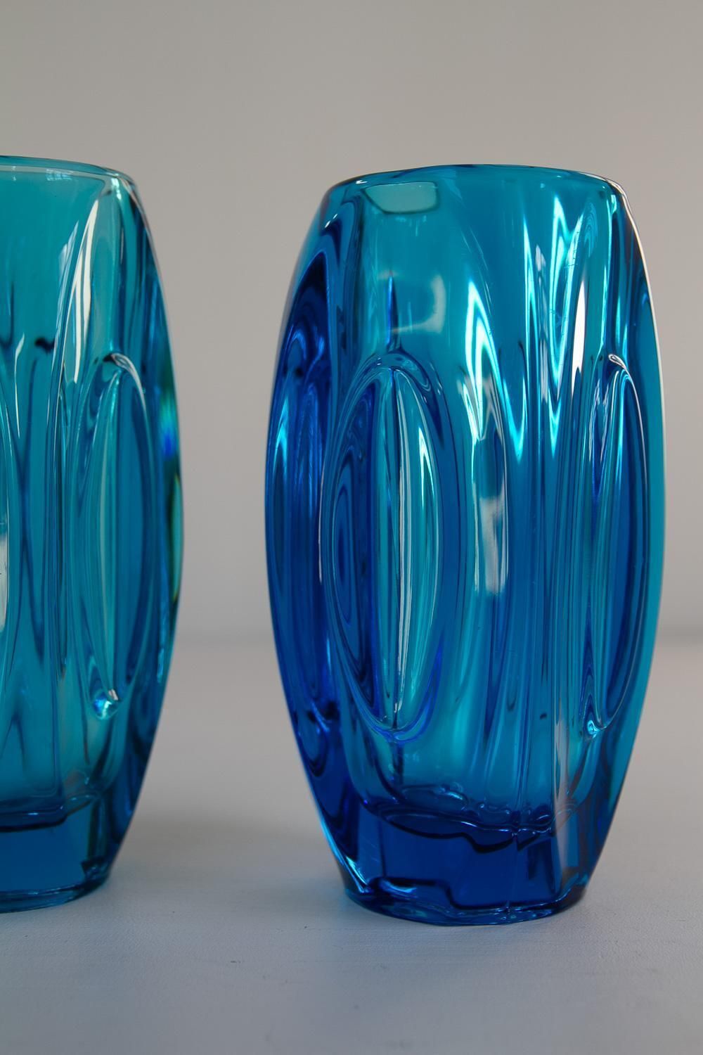 Mid Century Glass Vases By Rudolf Schrötter For Sklo Union, 1950s. Set Of 3. photo vinterior