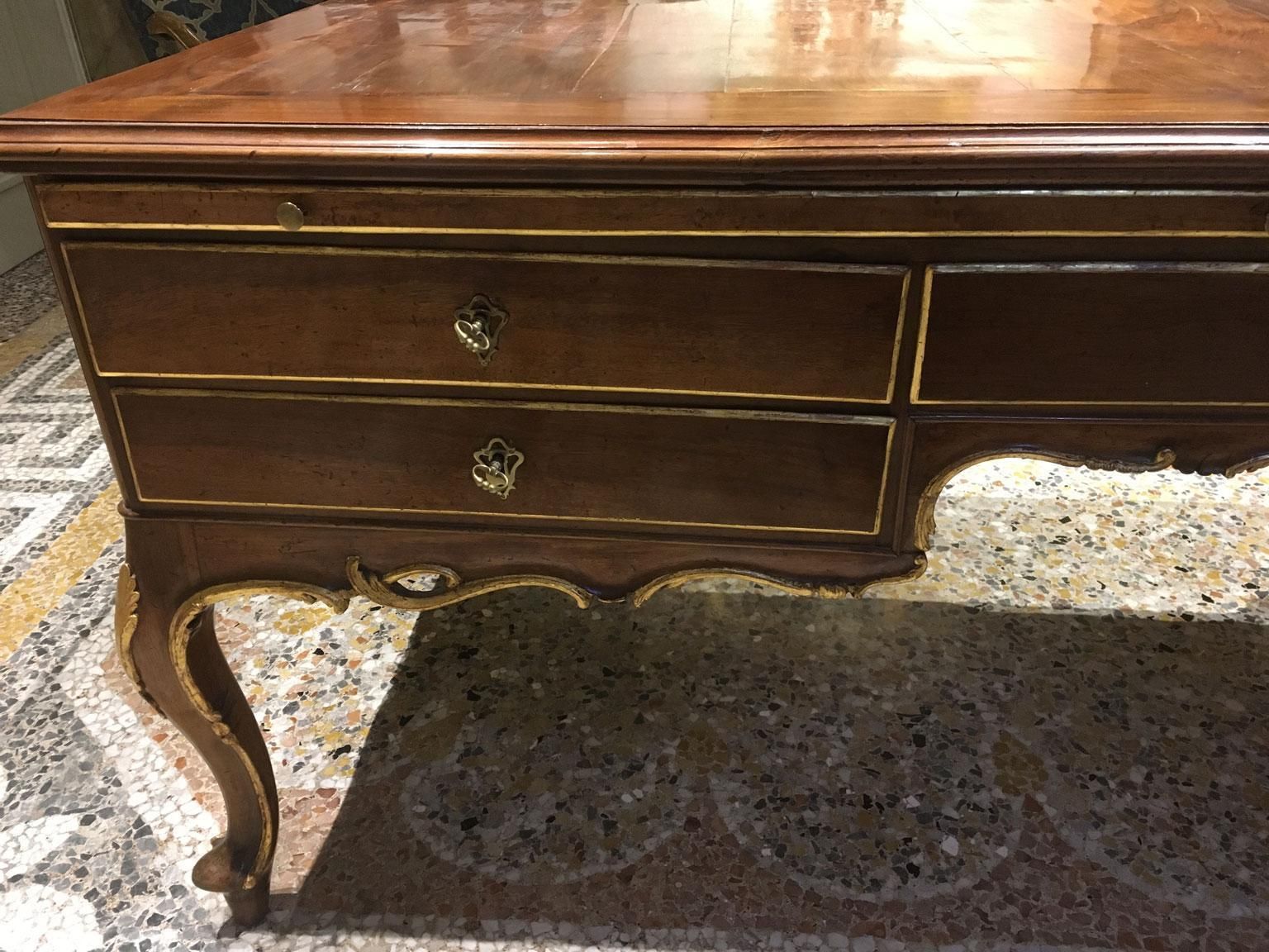 1750 Venezia Italy Baroque Carved And Inlaid Walnut Desk With Drawers photo furniture